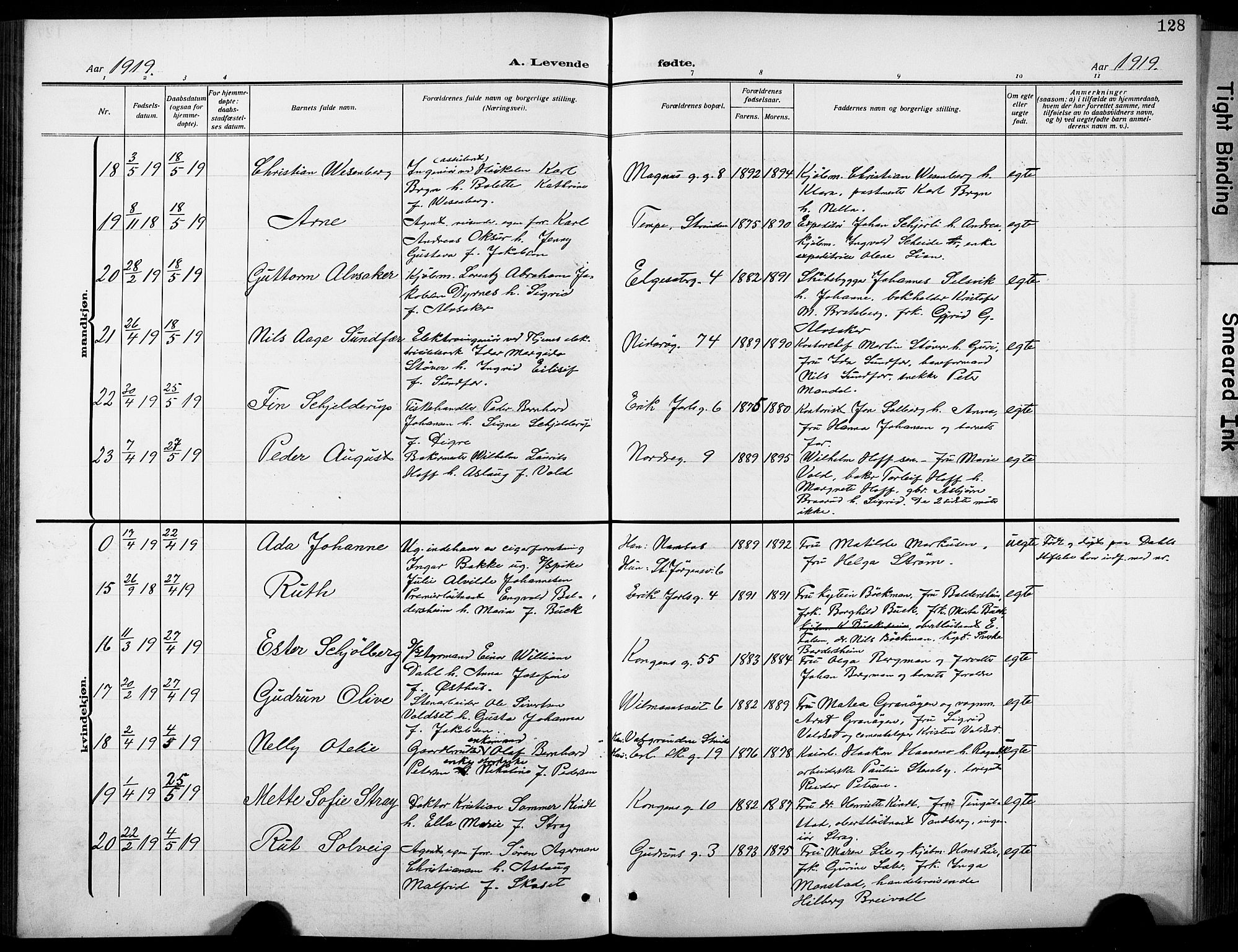 Ministerialprotokoller, klokkerbøker og fødselsregistre - Sør-Trøndelag, AV/SAT-A-1456/601/L0096: Klokkerbok nr. 601C14, 1911-1931, s. 128