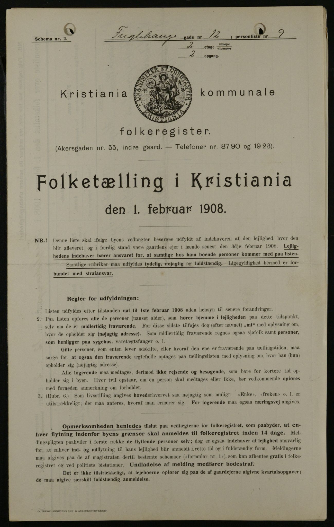 OBA, Kommunal folketelling 1.2.1908 for Kristiania kjøpstad, 1908, s. 25626