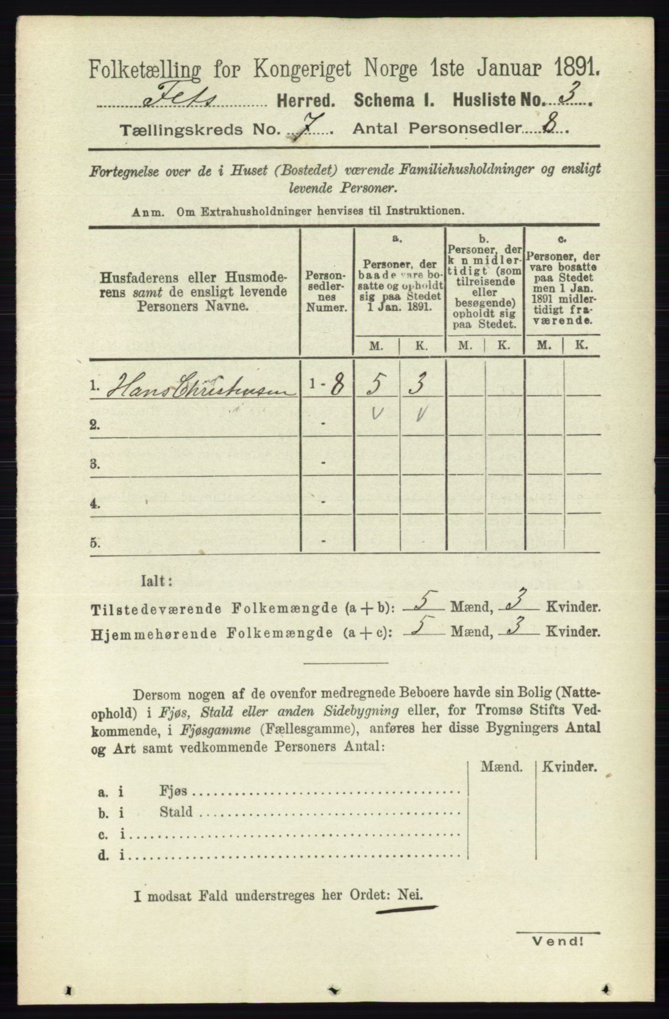 RA, Folketelling 1891 for 0227 Fet herred, 1891, s. 2353