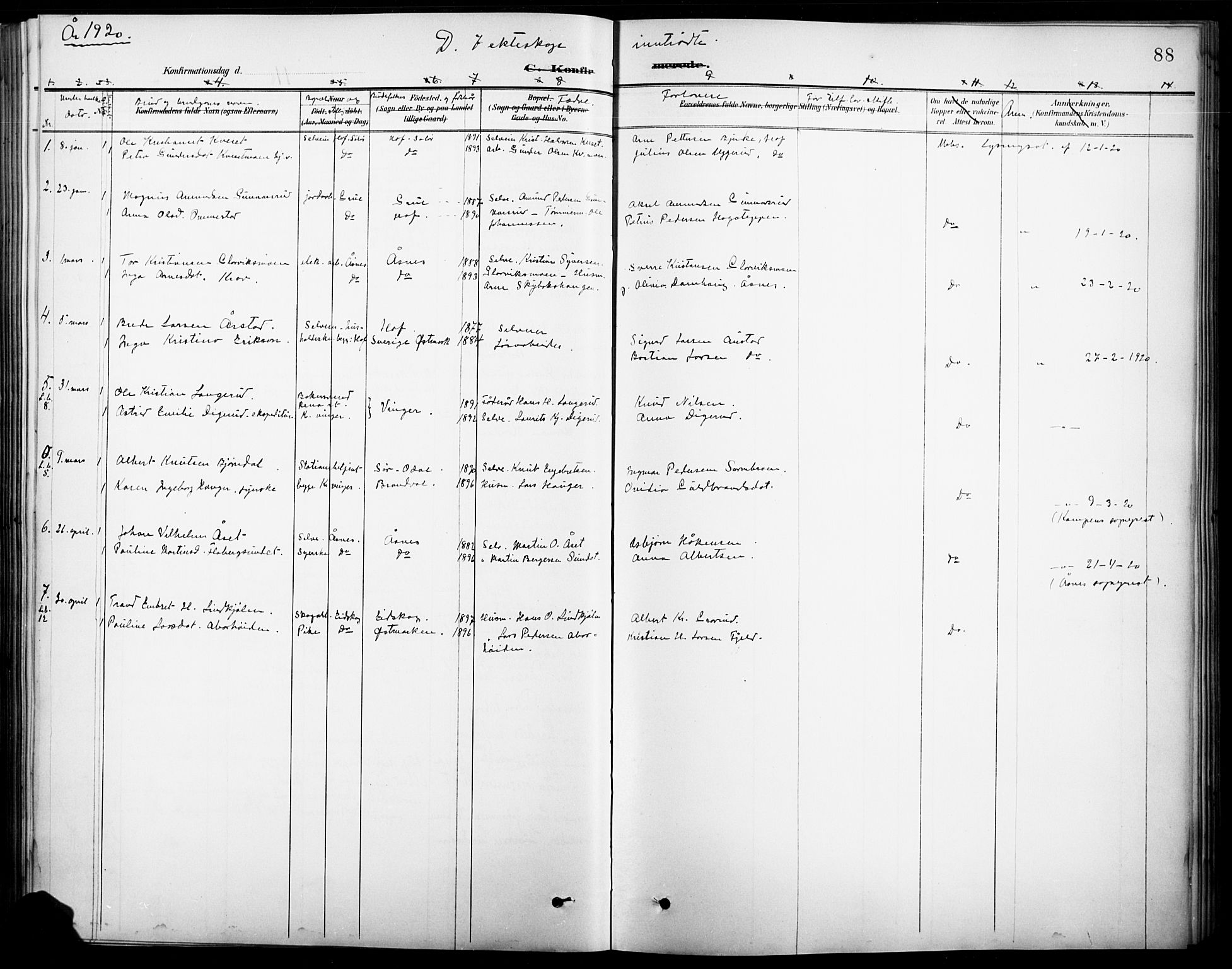 Vinger prestekontor, AV/SAH-PREST-024/H/Ha/Hab/L0005: Klokkerbok nr. 5, 1895-1920, s. 88