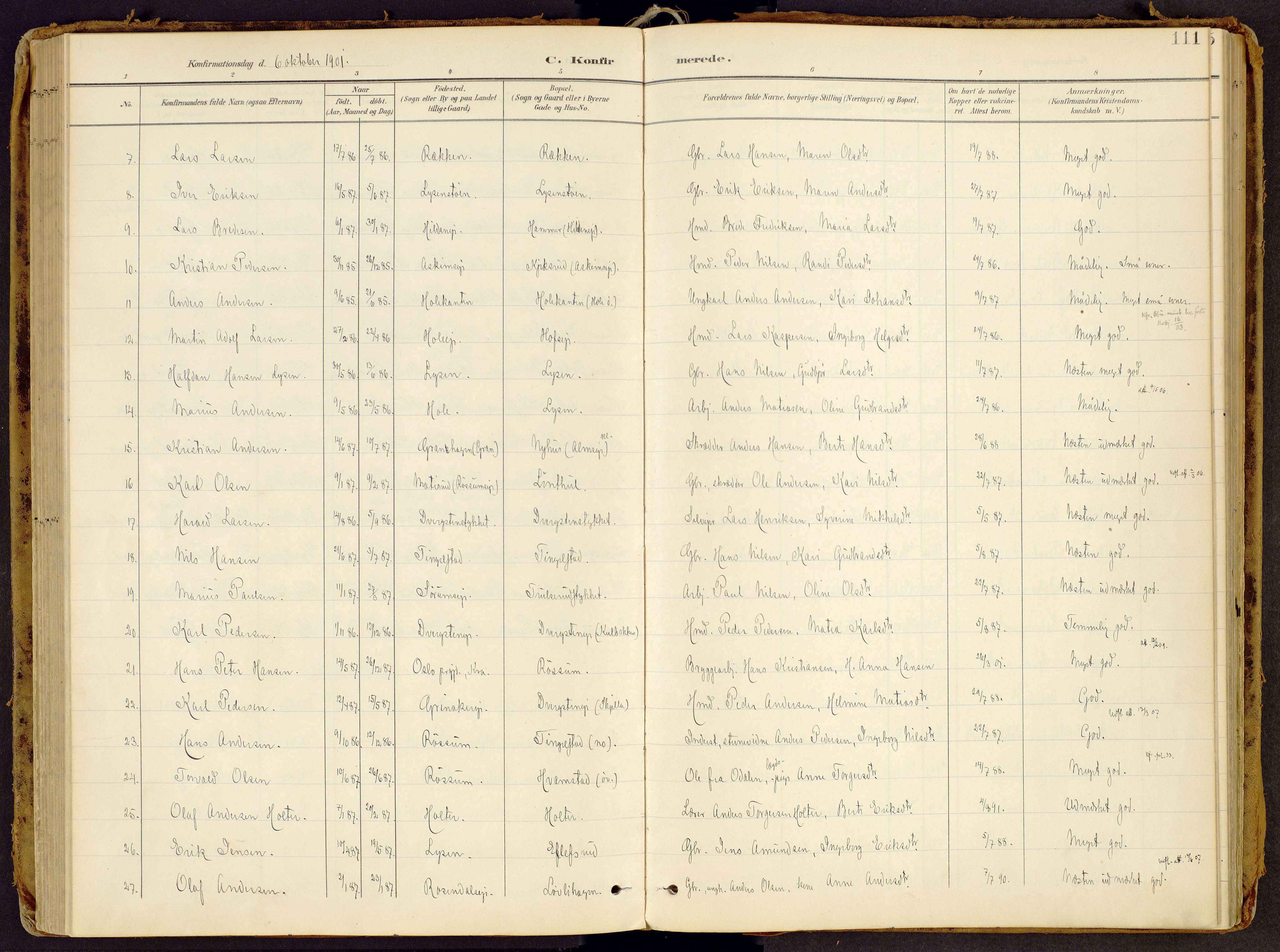 Brandbu prestekontor, SAH/PREST-114/H/Ha/Haa/L0002: Ministerialbok nr. 2, 1899-1914, s. 111