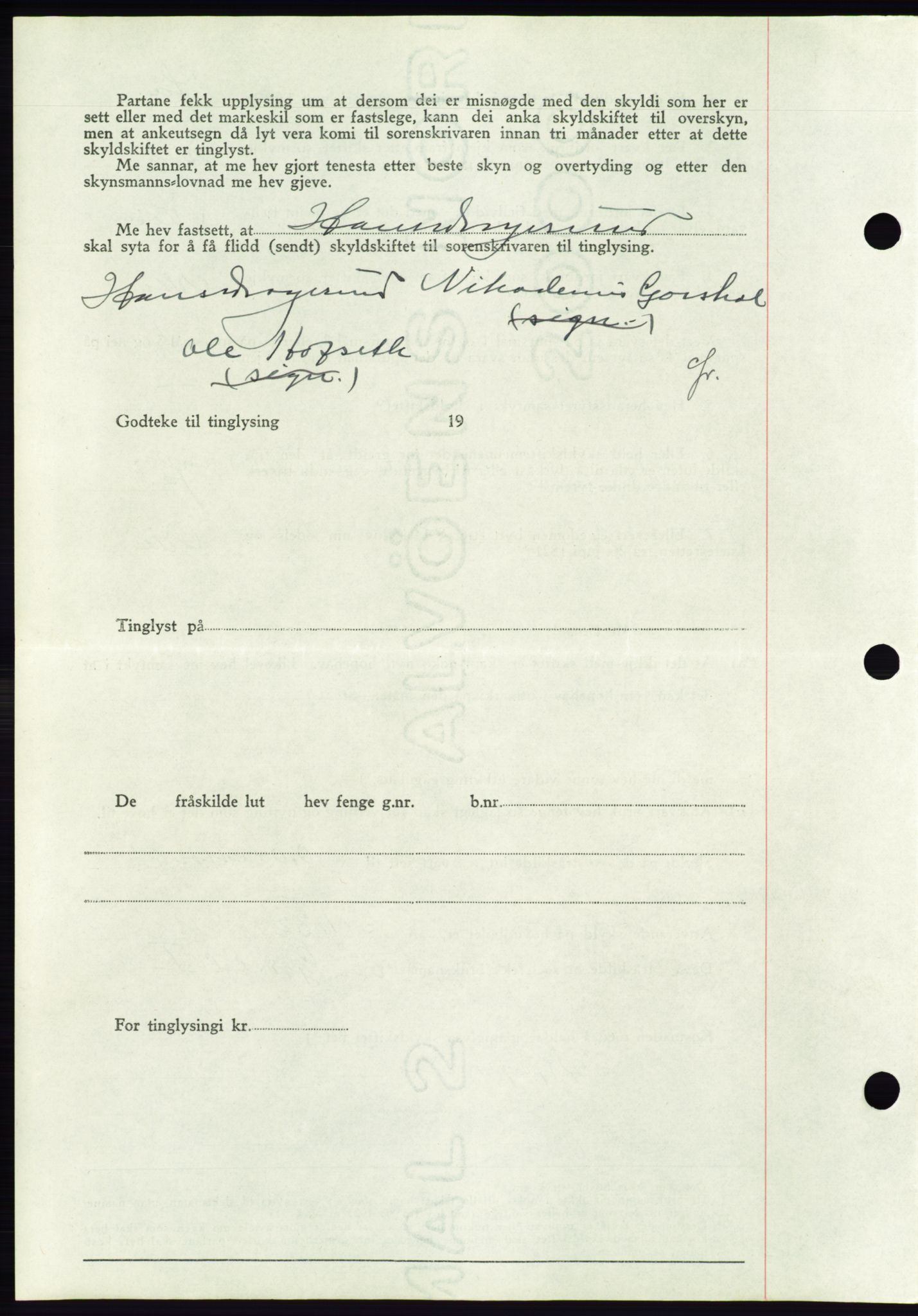 Søre Sunnmøre sorenskriveri, AV/SAT-A-4122/1/2/2C/L0075: Pantebok nr. 1A, 1943-1943, Dagboknr: 512/1943