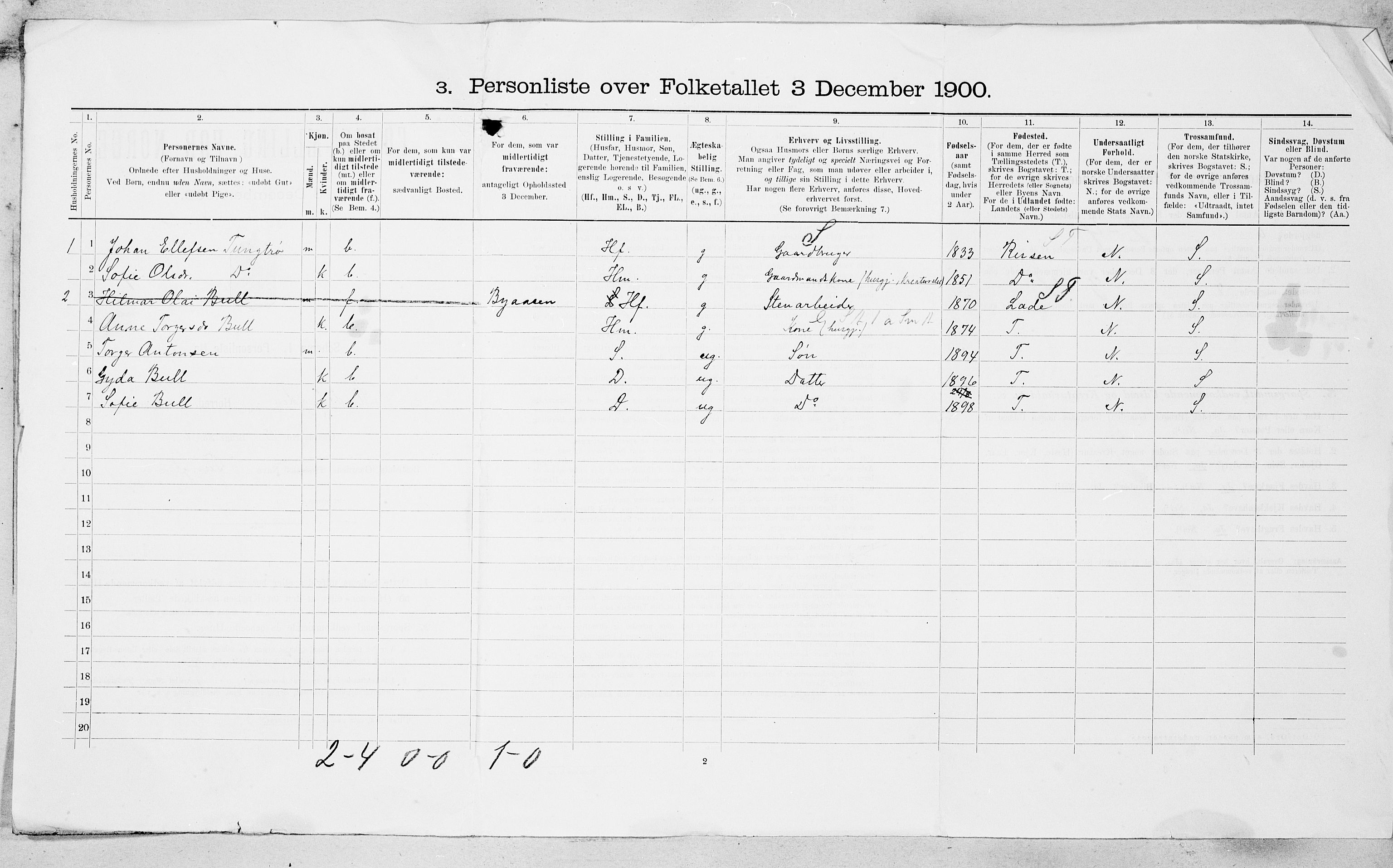 SAT, Folketelling 1900 for 1625 Stadsbygd herred, 1900, s. 17