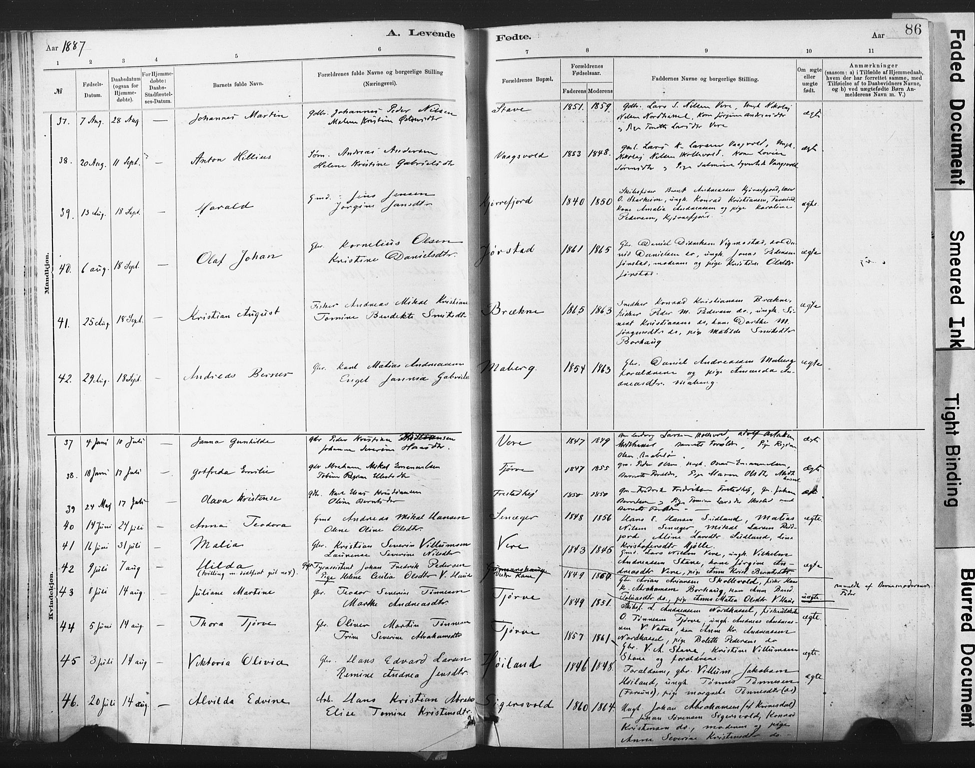 Lista sokneprestkontor, SAK/1111-0027/F/Fa/L0012: Ministerialbok nr. A 12, 1879-1903, s. 86