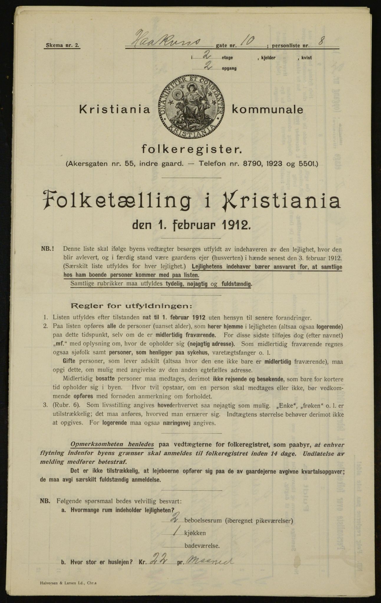 OBA, Kommunal folketelling 1.2.1912 for Kristiania, 1912, s. 43126