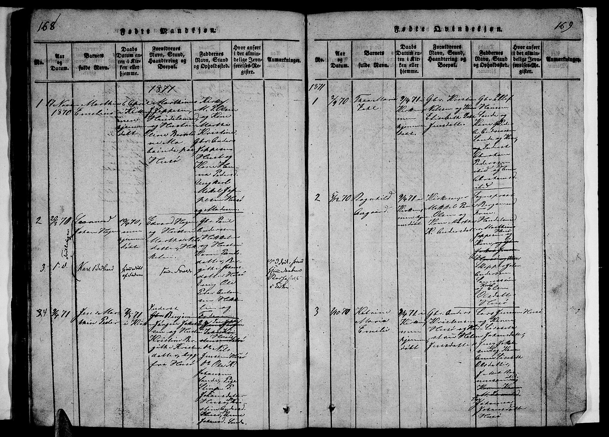 Ministerialprotokoller, klokkerbøker og fødselsregistre - Nordland, AV/SAT-A-1459/840/L0581: Klokkerbok nr. 840C01, 1820-1873, s. 168-169