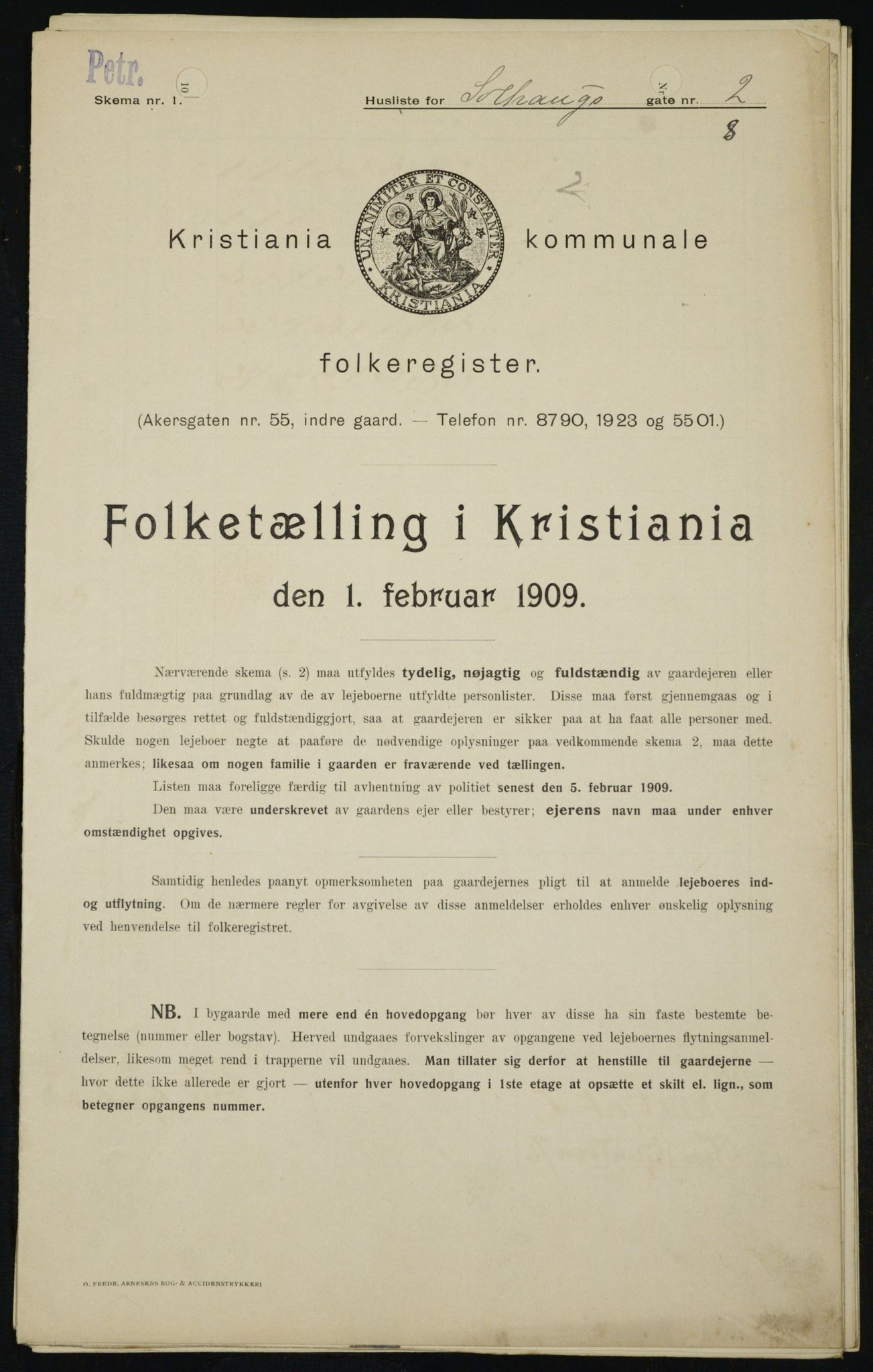 OBA, Kommunal folketelling 1.2.1909 for Kristiania kjøpstad, 1909, s. 90126