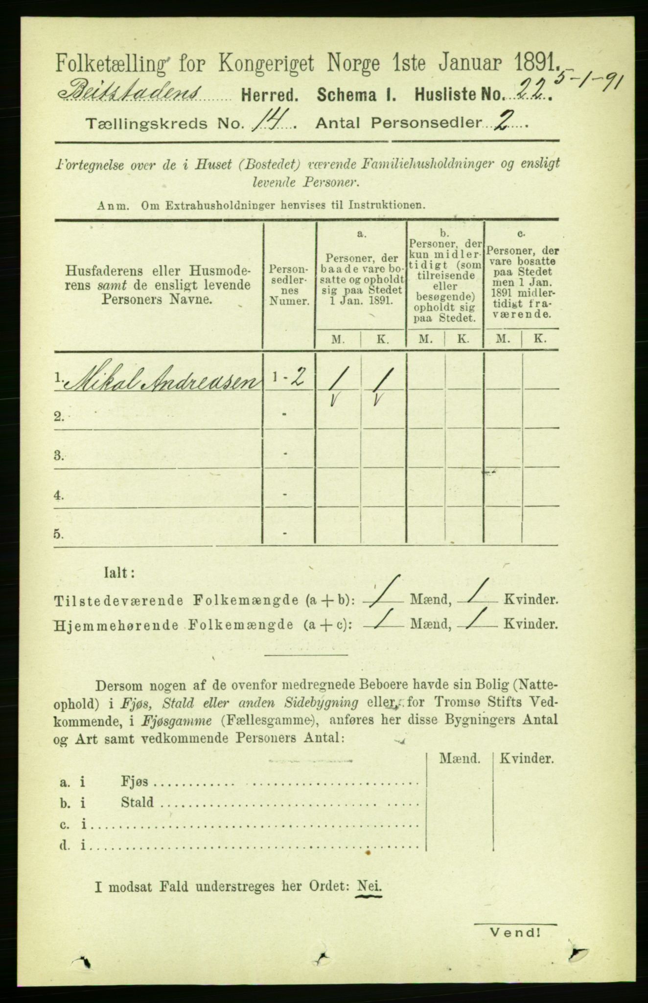 RA, Folketelling 1891 for 1727 Beitstad herred, 1891, s. 3842