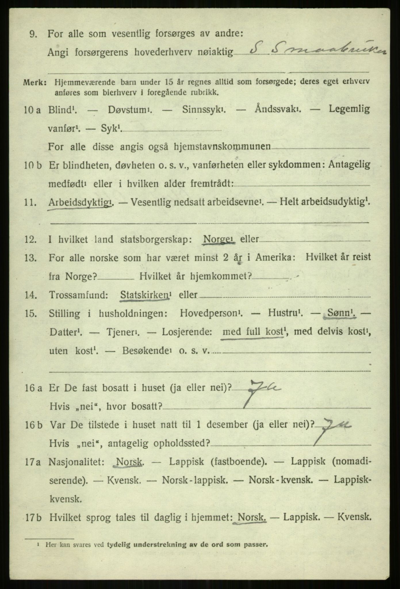 SATØ, Folketelling 1920 for 1927 Tranøy herred, 1920, s. 3376