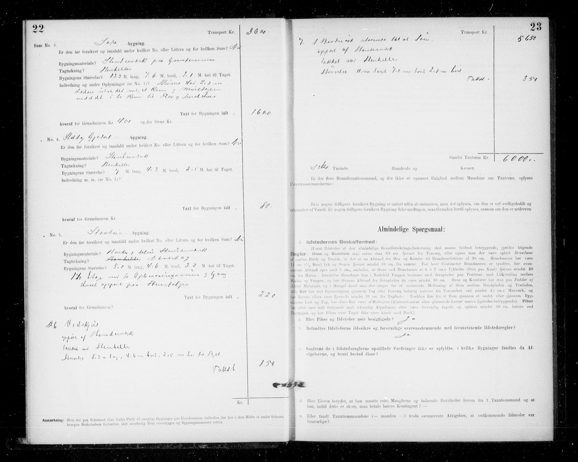 Lensmannen i Jondal, SAB/A-33101/0012/L0005: Branntakstprotokoll, skjematakst, 1894-1951, s. 22-23
