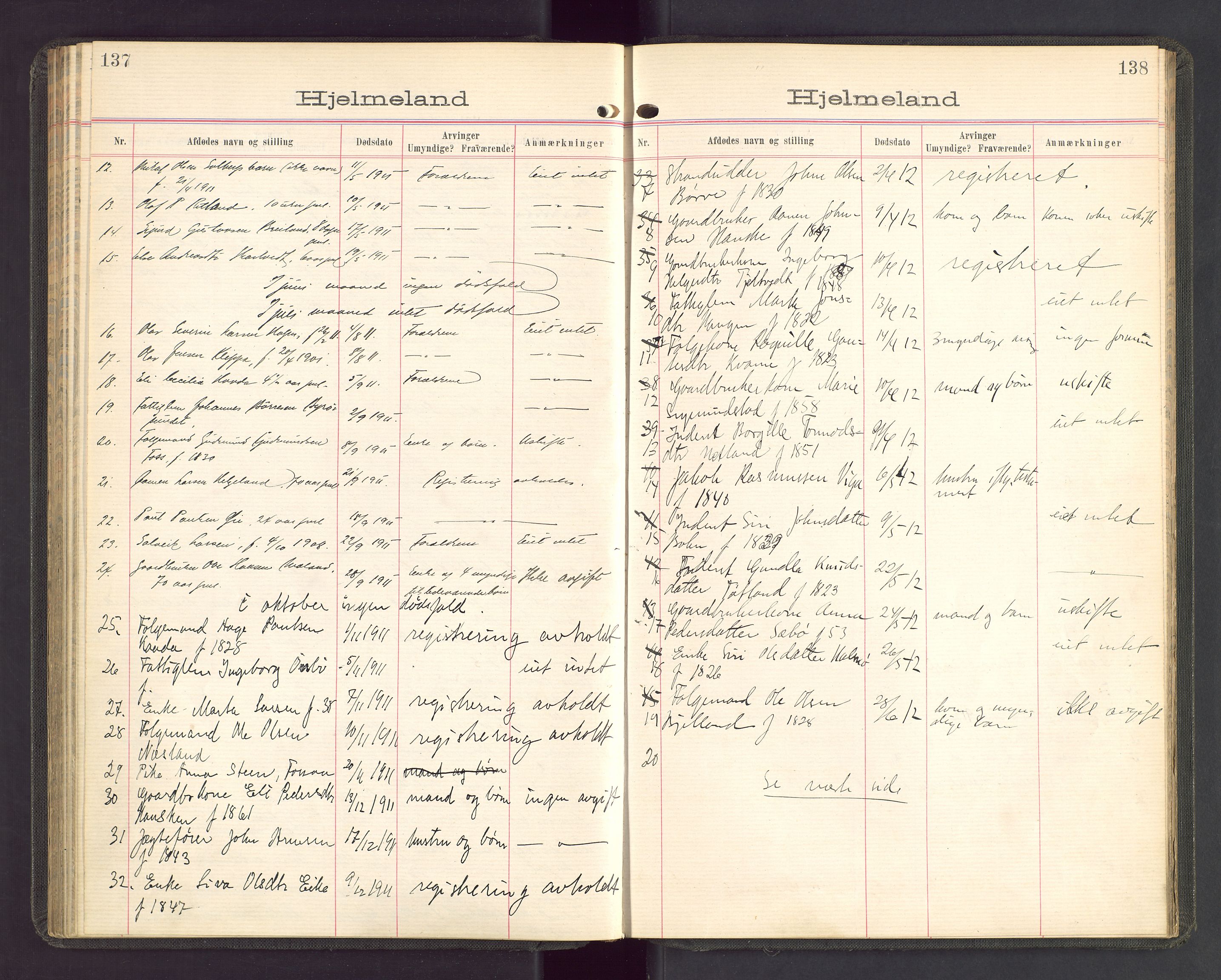 Ryfylke tingrett, AV/SAST-A-100055/001/IV/IVA/L0002: Dødsfallsprotokoll, 1904-1912, s. 137-138