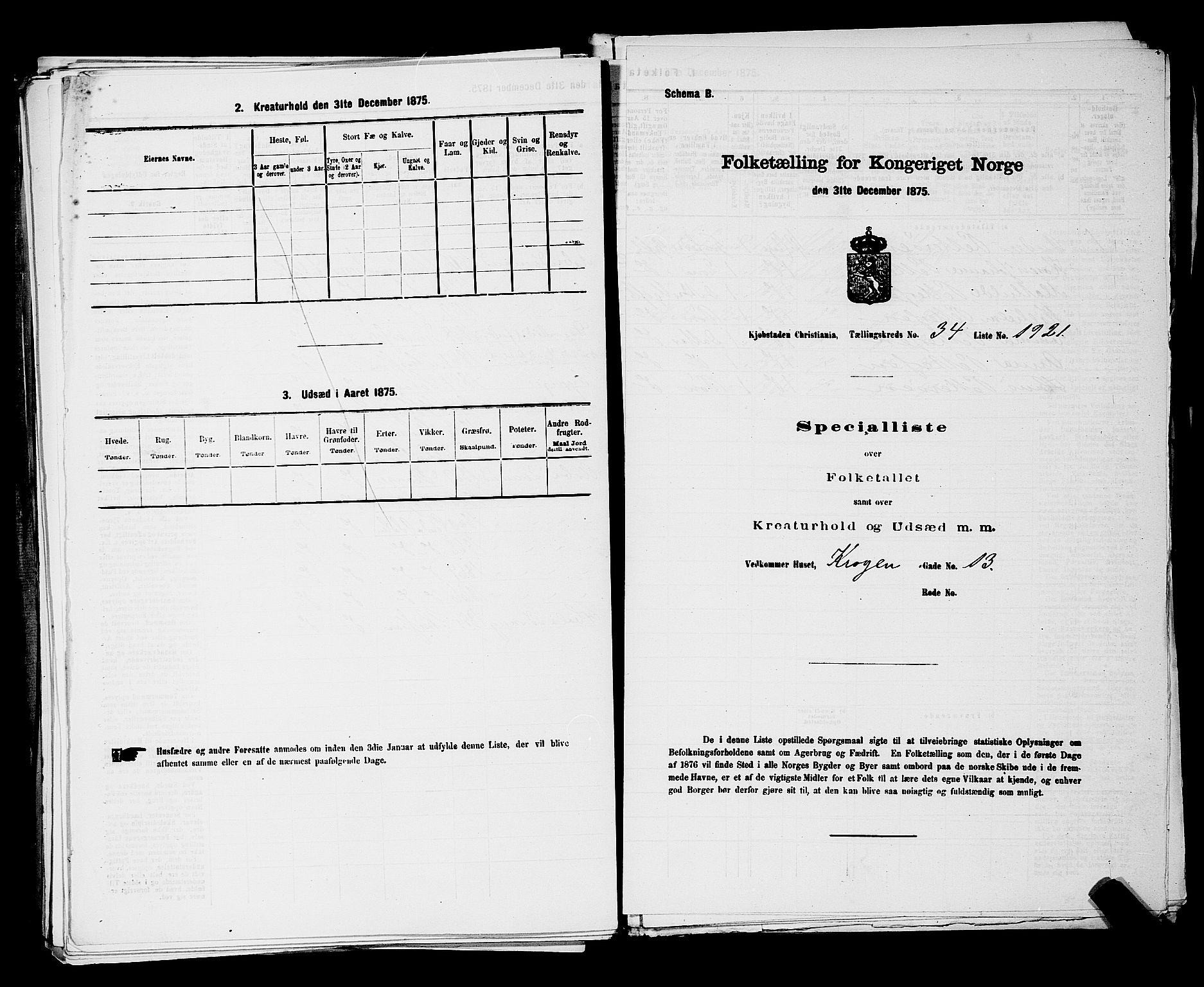 RA, Folketelling 1875 for 0301 Kristiania kjøpstad, 1875, s. 5555