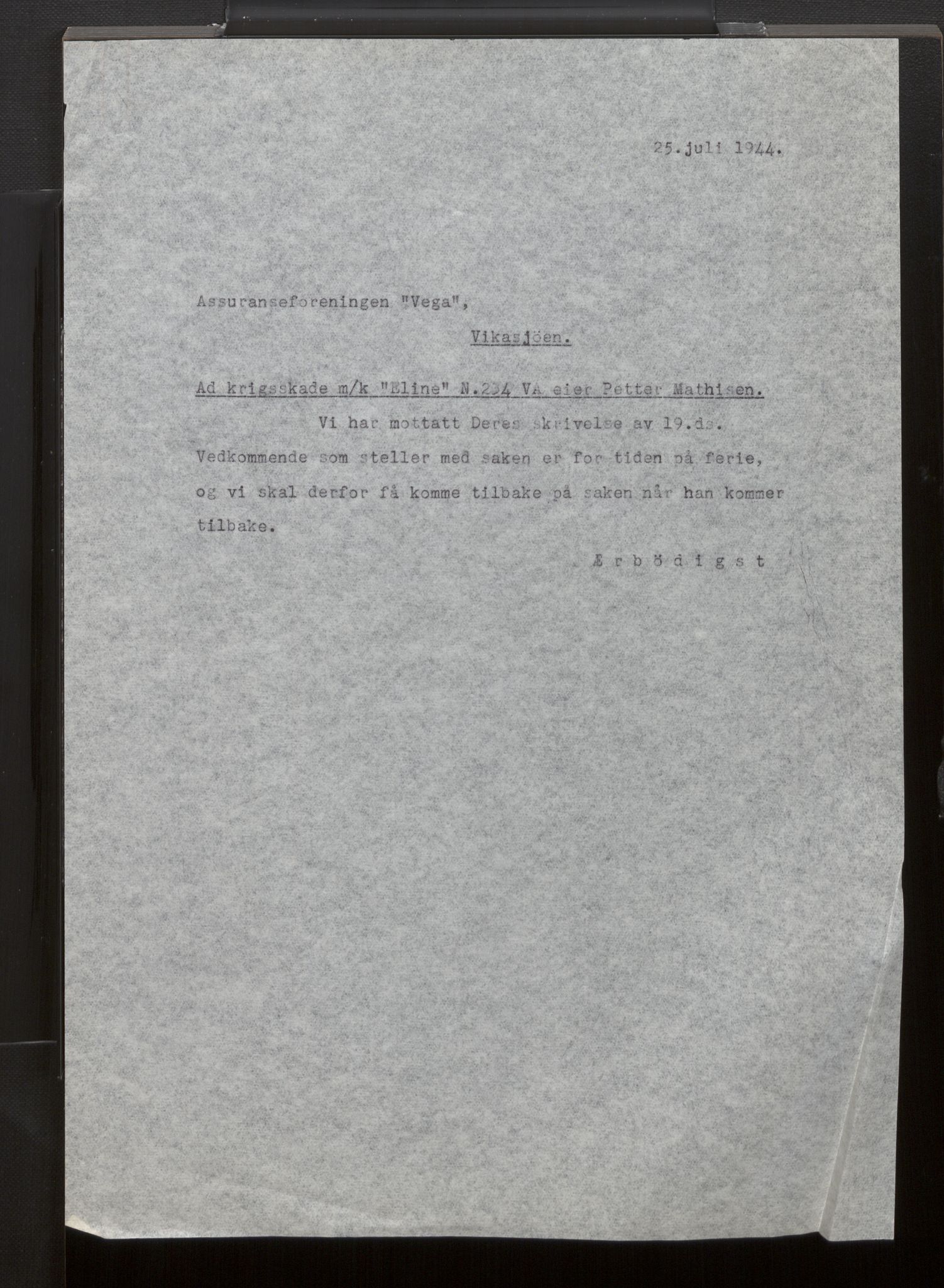 Fiskeridirektoratet - 1 Adm. ledelse - 13 Båtkontoret, AV/SAB-A-2003/La/L0058: Statens krigsforsikring for fiskeflåten, 1936-1971, s. 224