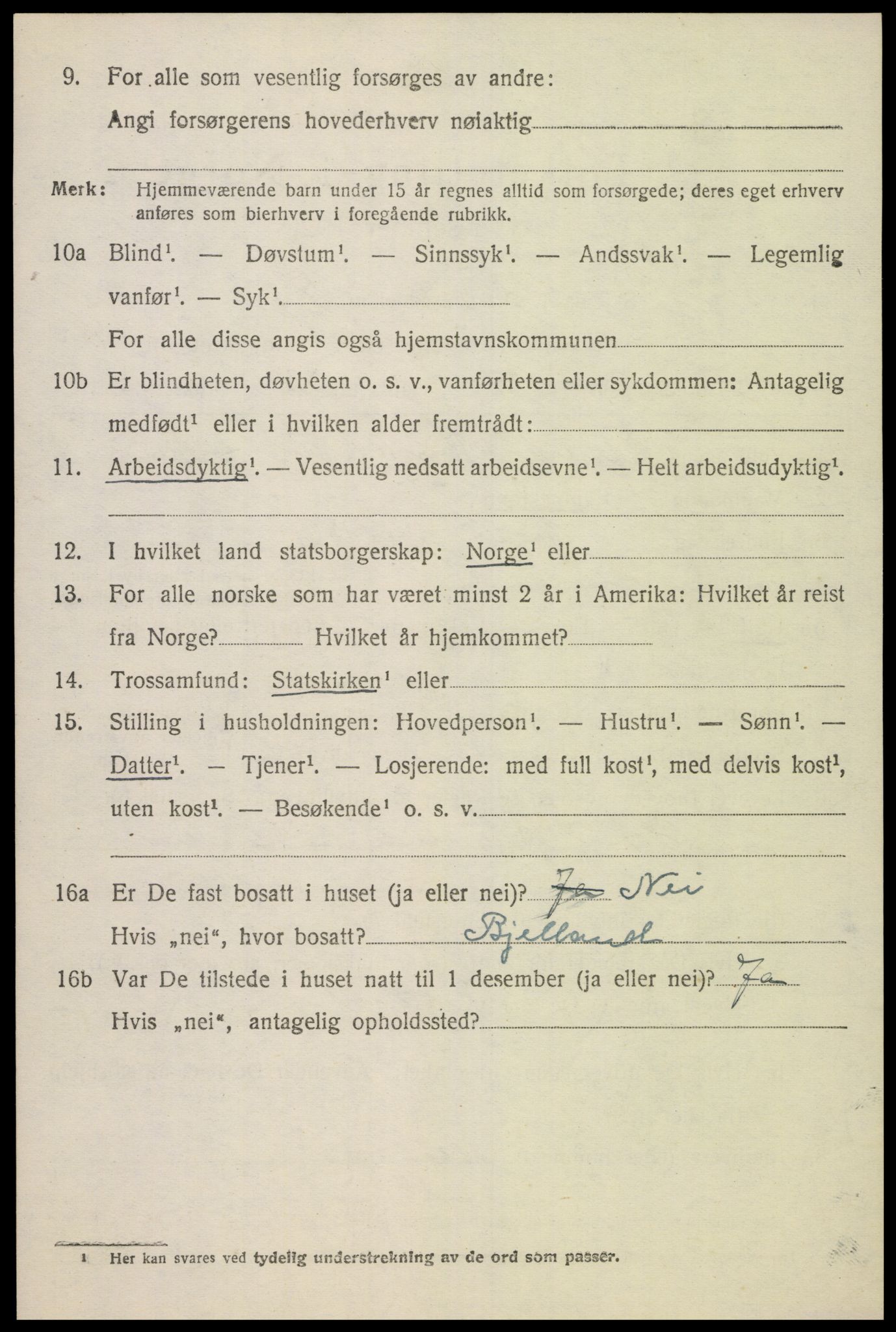 SAK, Folketelling 1920 for 1023 Finsland herred, 1920, s. 1809