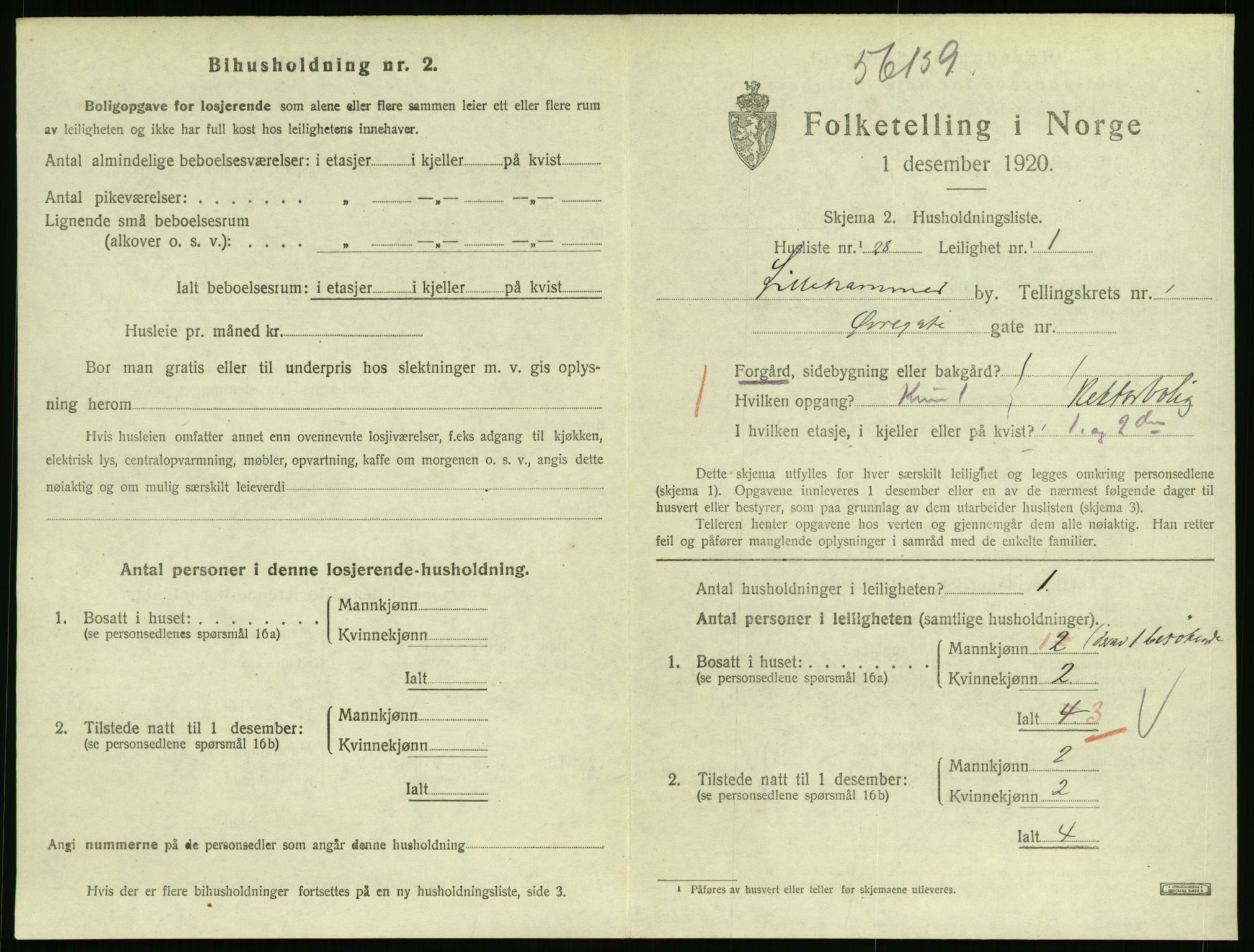 SAH, Folketelling 1920 for 0501 Lillehammer kjøpstad, 1920, s. 1434