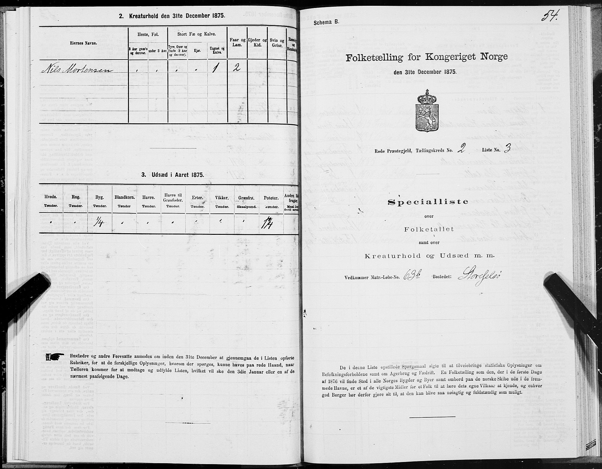 SAT, Folketelling 1875 for 1836P Rødøy prestegjeld, 1875, s. 1054