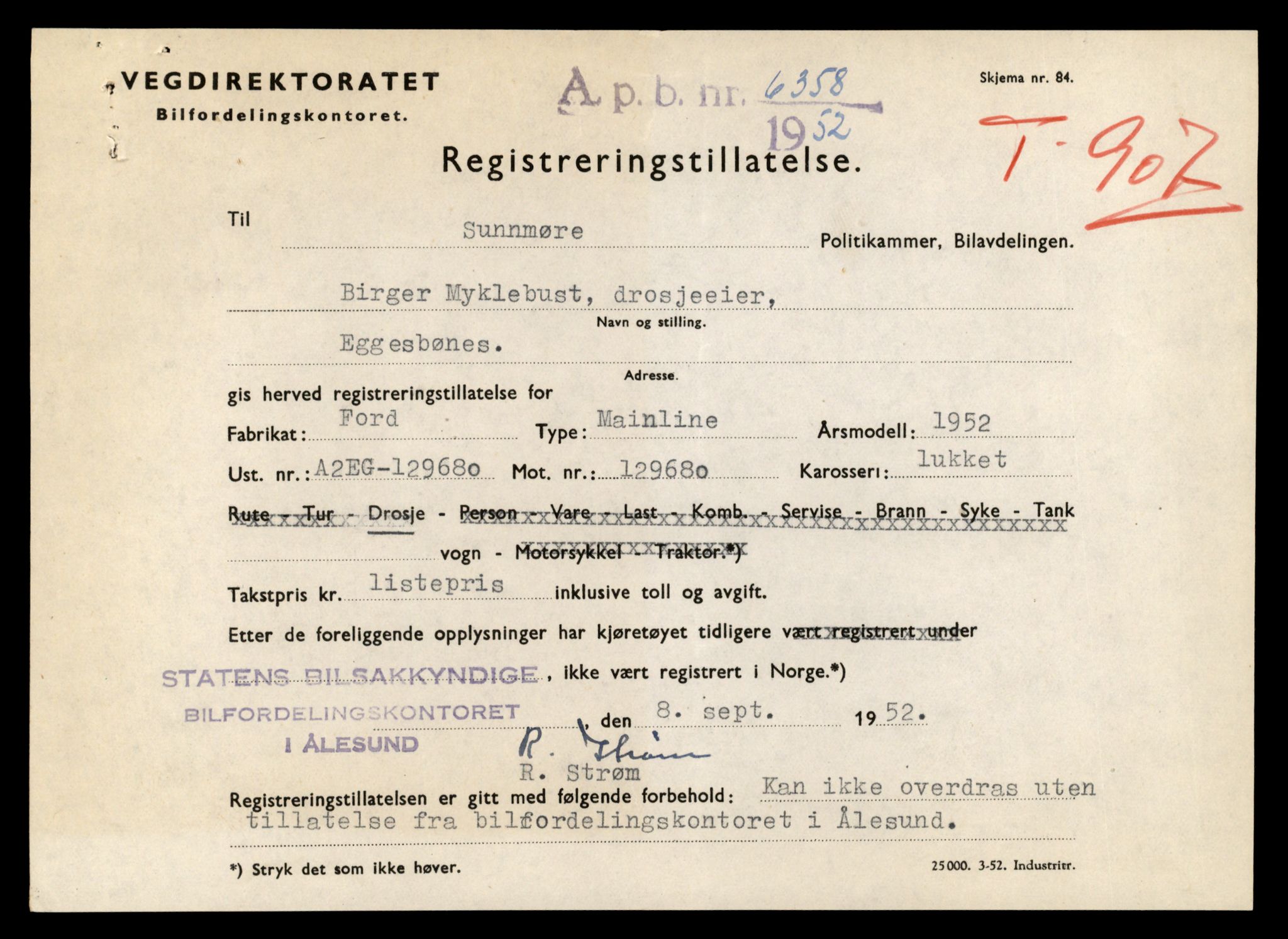 Møre og Romsdal vegkontor - Ålesund trafikkstasjon, AV/SAT-A-4099/F/Fe/L0044: Registreringskort for kjøretøy T 14205 - T 14319, 1927-1998, s. 1578