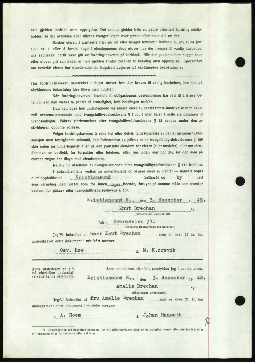 Kristiansund byfogd, AV/SAT-A-4587/A/27: Pantebok nr. 45, 1948-1949, Dagboknr: 1742/1948