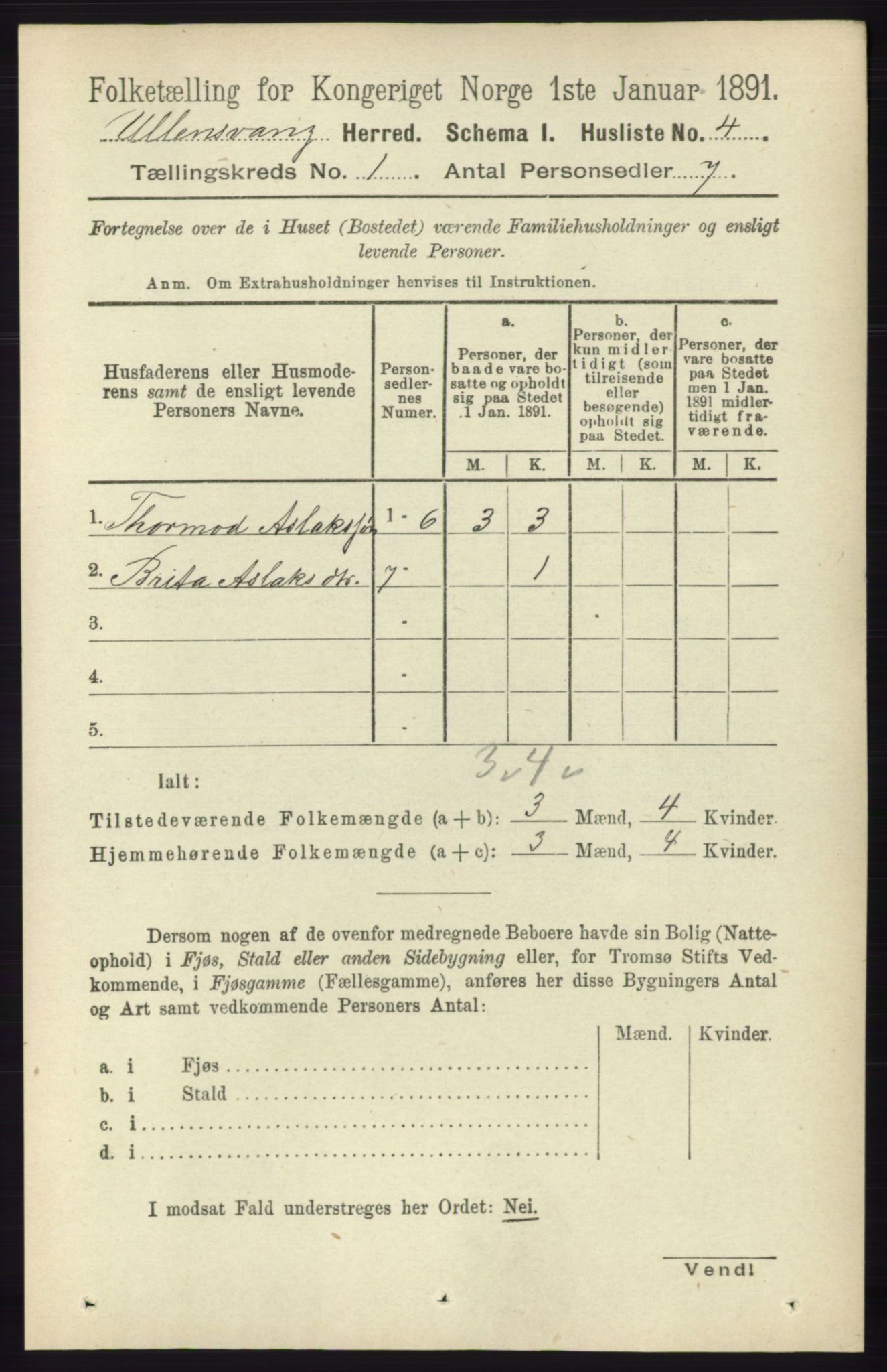 RA, Folketelling 1891 for 1230 Ullensvang herred, 1891, s. 48