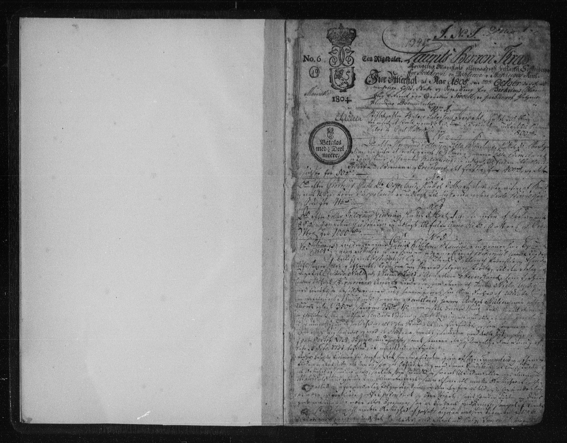Jæren og Dalane sorenskriveri, SAST/A-100306/4/41/41B/L0011: Pantebok nr. 8, 1805-1812, s. 1