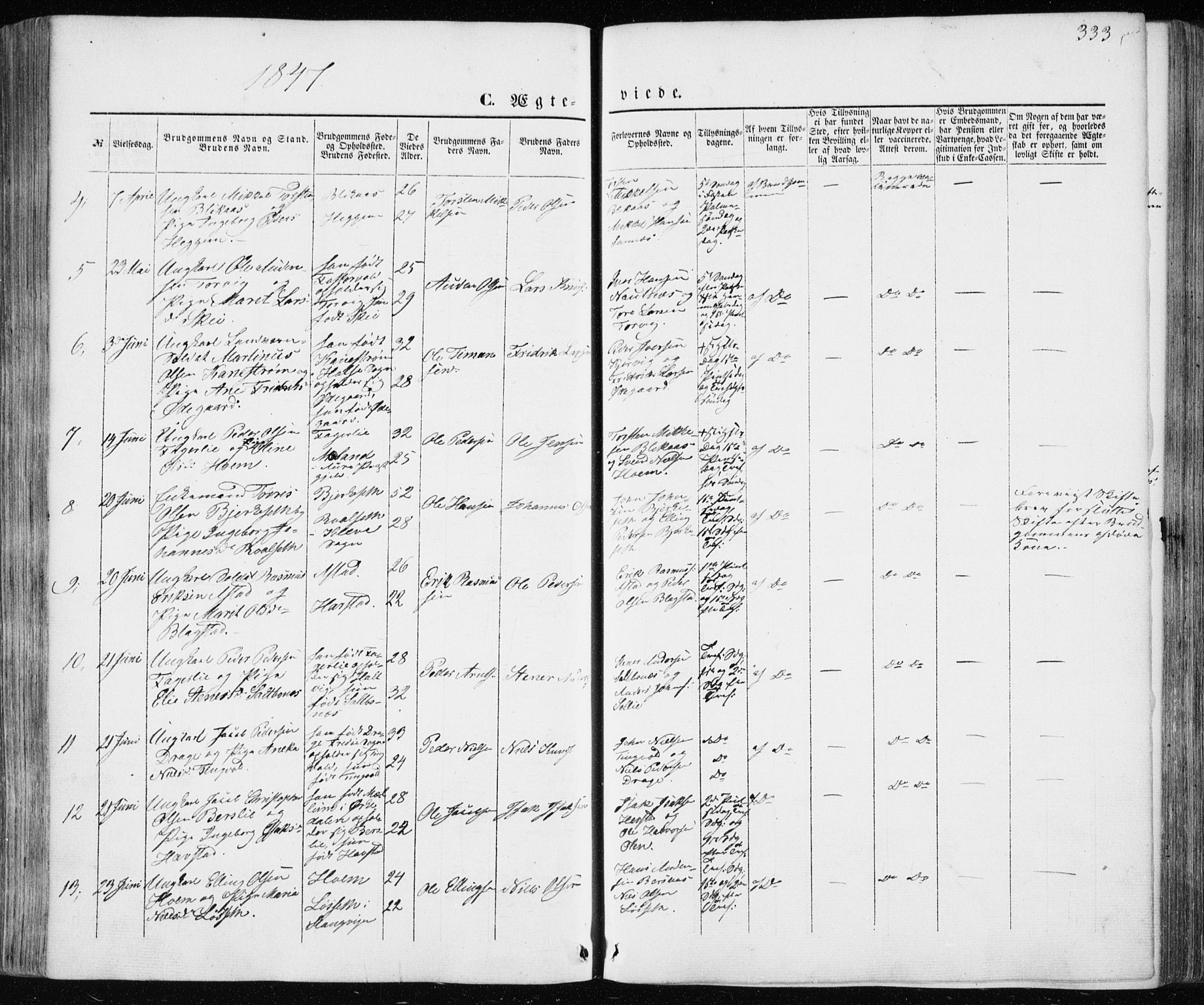 Ministerialprotokoller, klokkerbøker og fødselsregistre - Møre og Romsdal, SAT/A-1454/586/L0984: Ministerialbok nr. 586A10, 1844-1856, s. 333