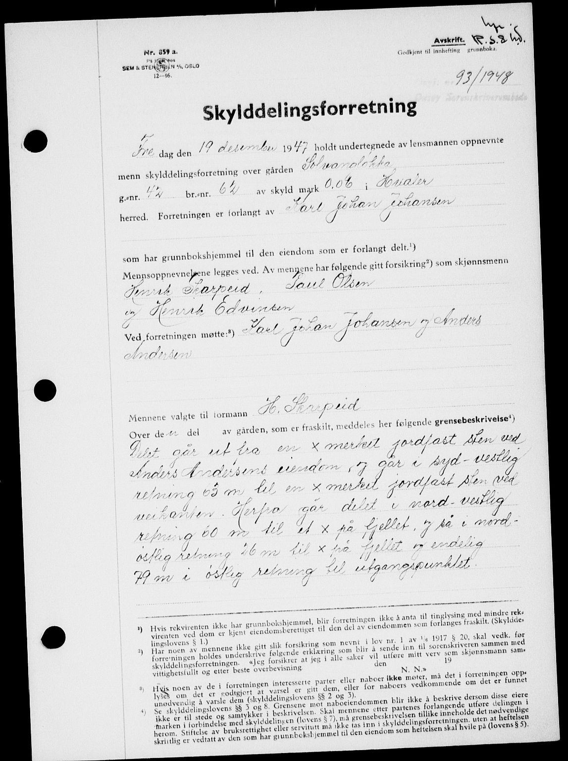 Onsøy sorenskriveri, SAO/A-10474/G/Ga/Gab/L0022: Pantebok nr. II A-22, 1947-1948, Dagboknr: 93/1948
