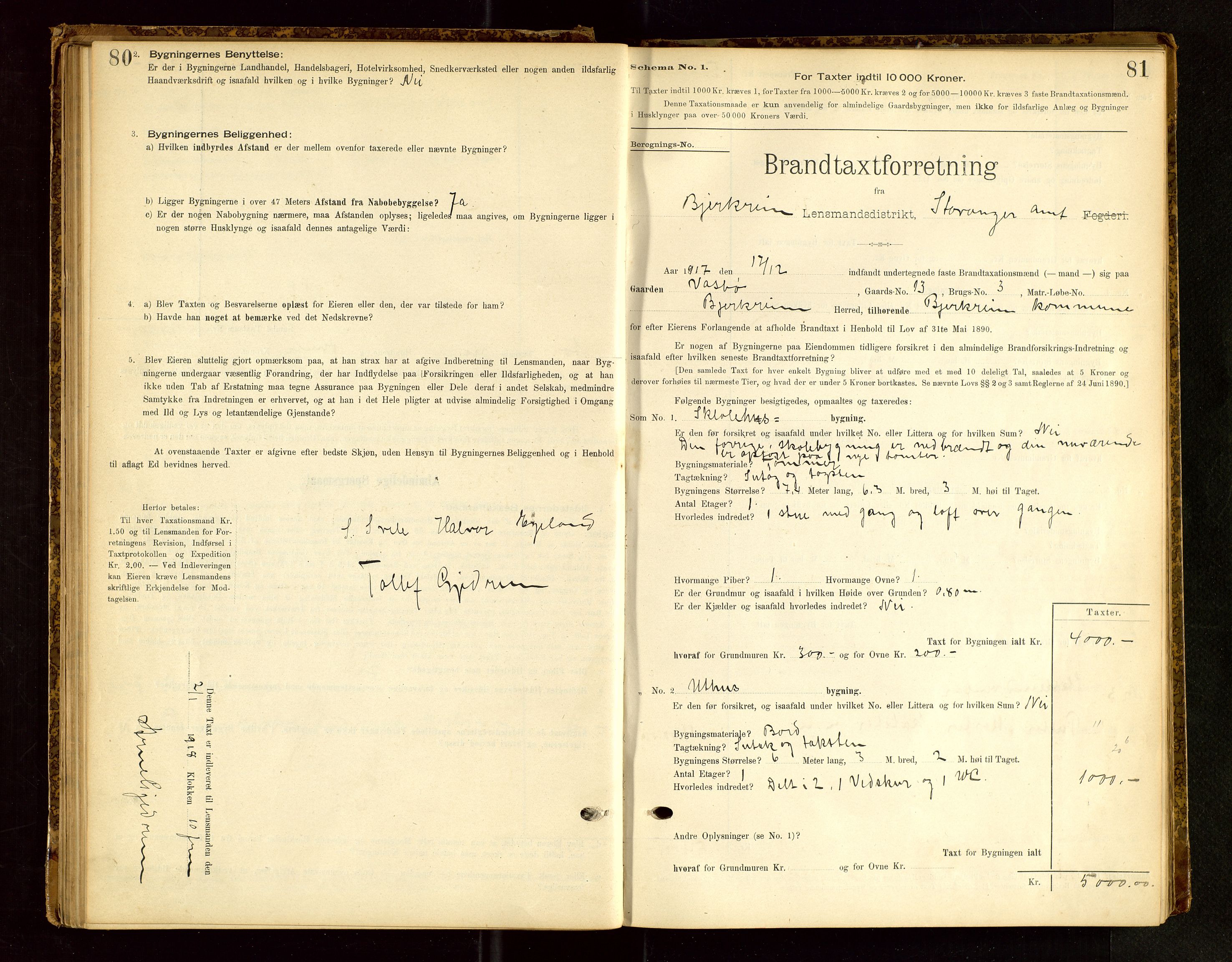 Bjerkreim lensmannskontor, SAST/A-100090/Gob/L0001: "Brandtaxationsprotokol", 1895-1950, s. 80-81