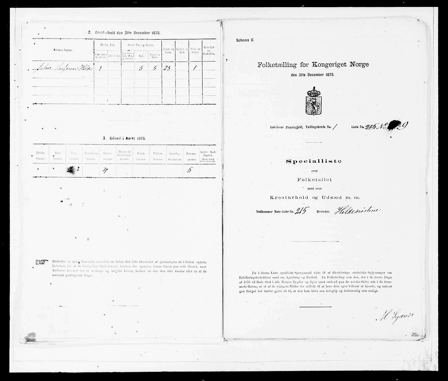 SAB, Folketelling 1875 for 1447P Innvik prestegjeld, 1875, s. 39