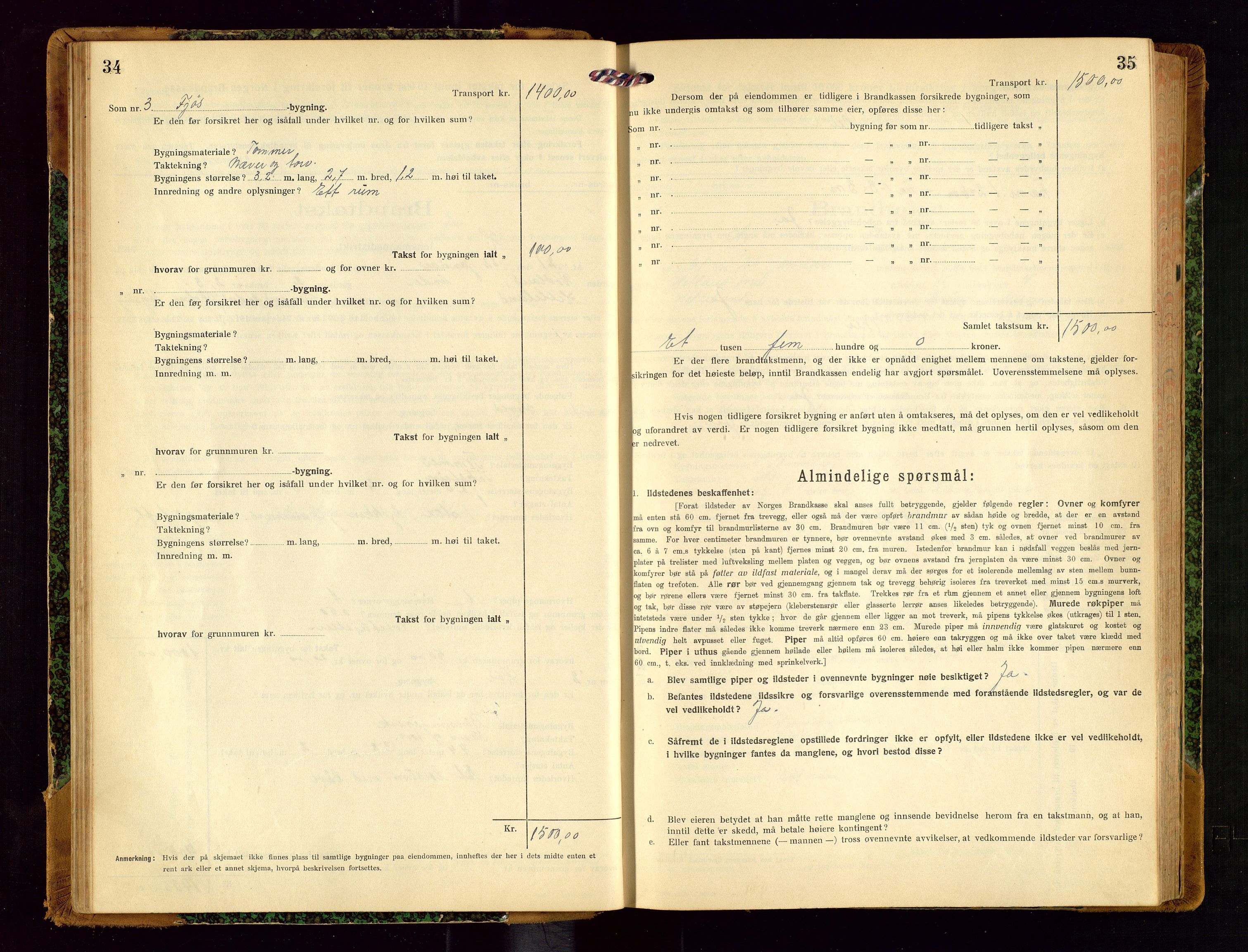 Helleland lensmannskontor, AV/SAST-A-100209/Gob/L0002: "Brandtakstprotokoll", 1921-1930, s. 34-35