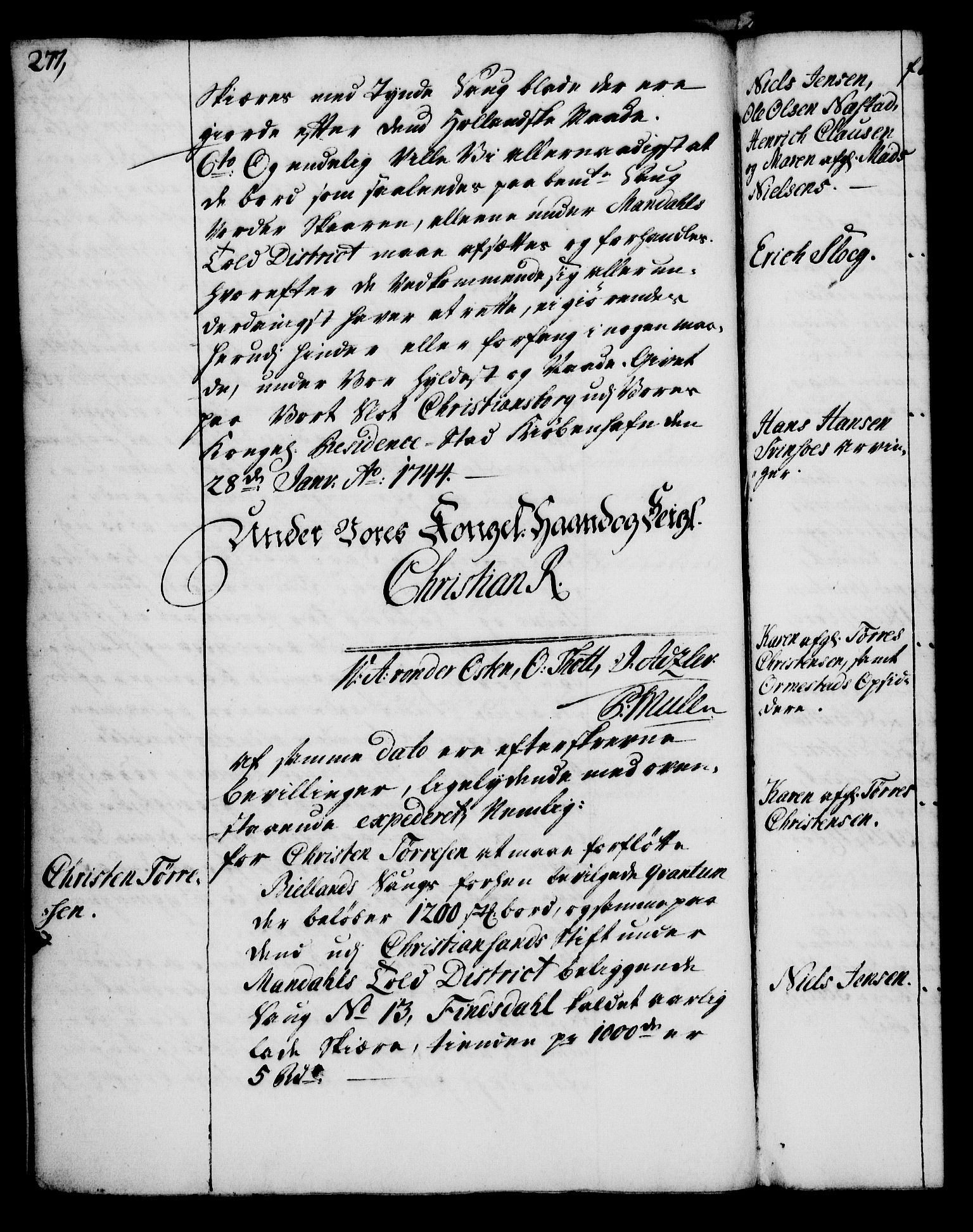 Rentekammeret, Kammerkanselliet, AV/RA-EA-3111/G/Gg/Gga/L0005: Norsk ekspedisjonsprotokoll med register (merket RK 53.5), 1741-1749, s. 277