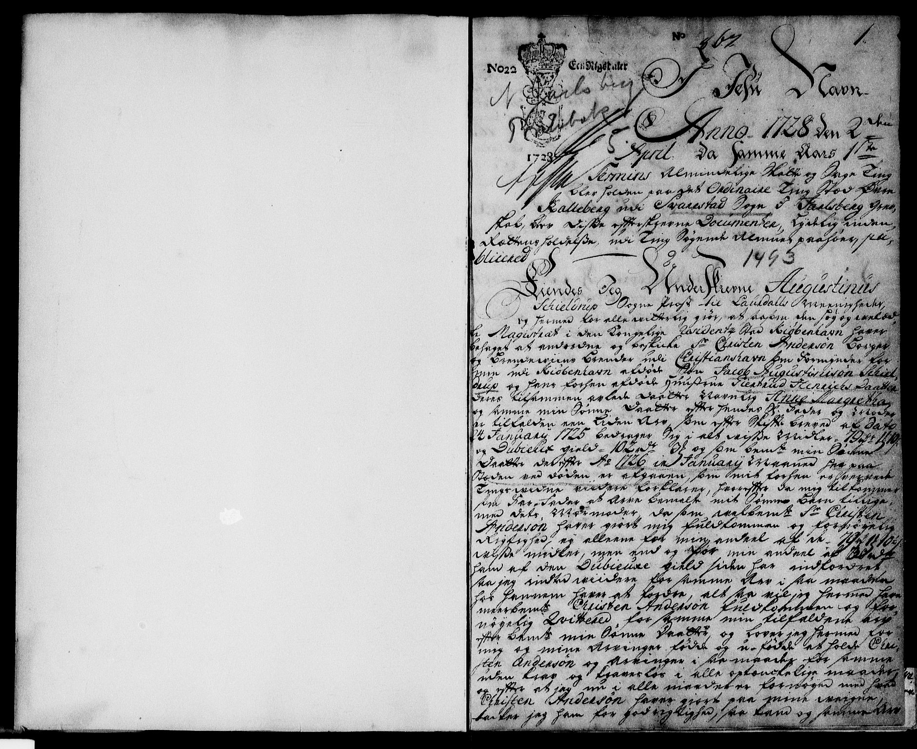 Nordre Jarlsberg sorenskriveri, SAKO/A-80/G/Ga/Gaa/L0005: Pantebok nr. 5, 1728-1729, s. 1