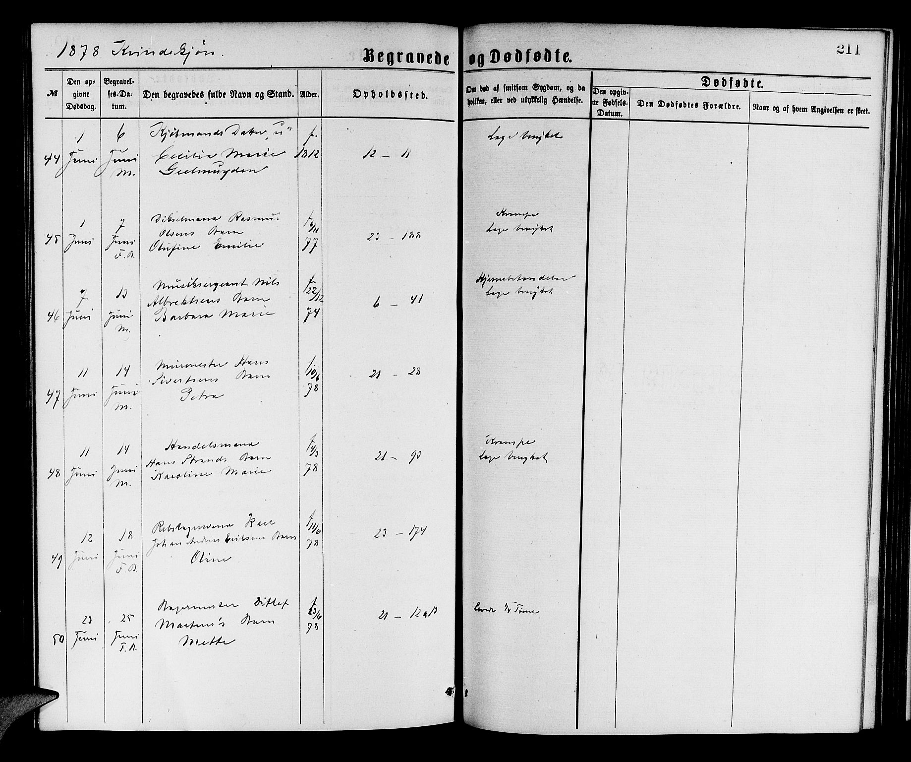 Korskirken sokneprestembete, AV/SAB-A-76101/H/Hab: Klokkerbok nr. E 3, 1871-1883, s. 211