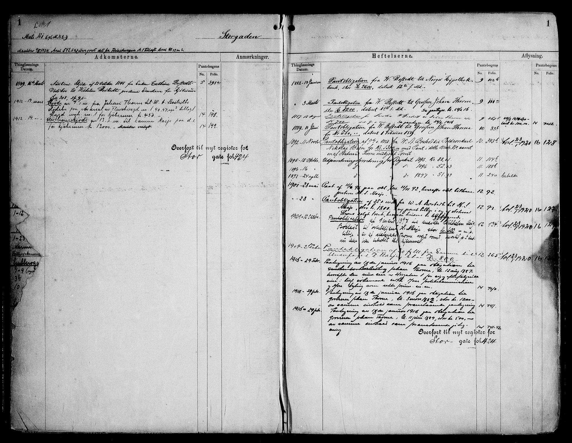 Moss byfogd, SAO/A-10863/G/Ga/Gae/L0001: Panteregister nr. V 1, s. 1