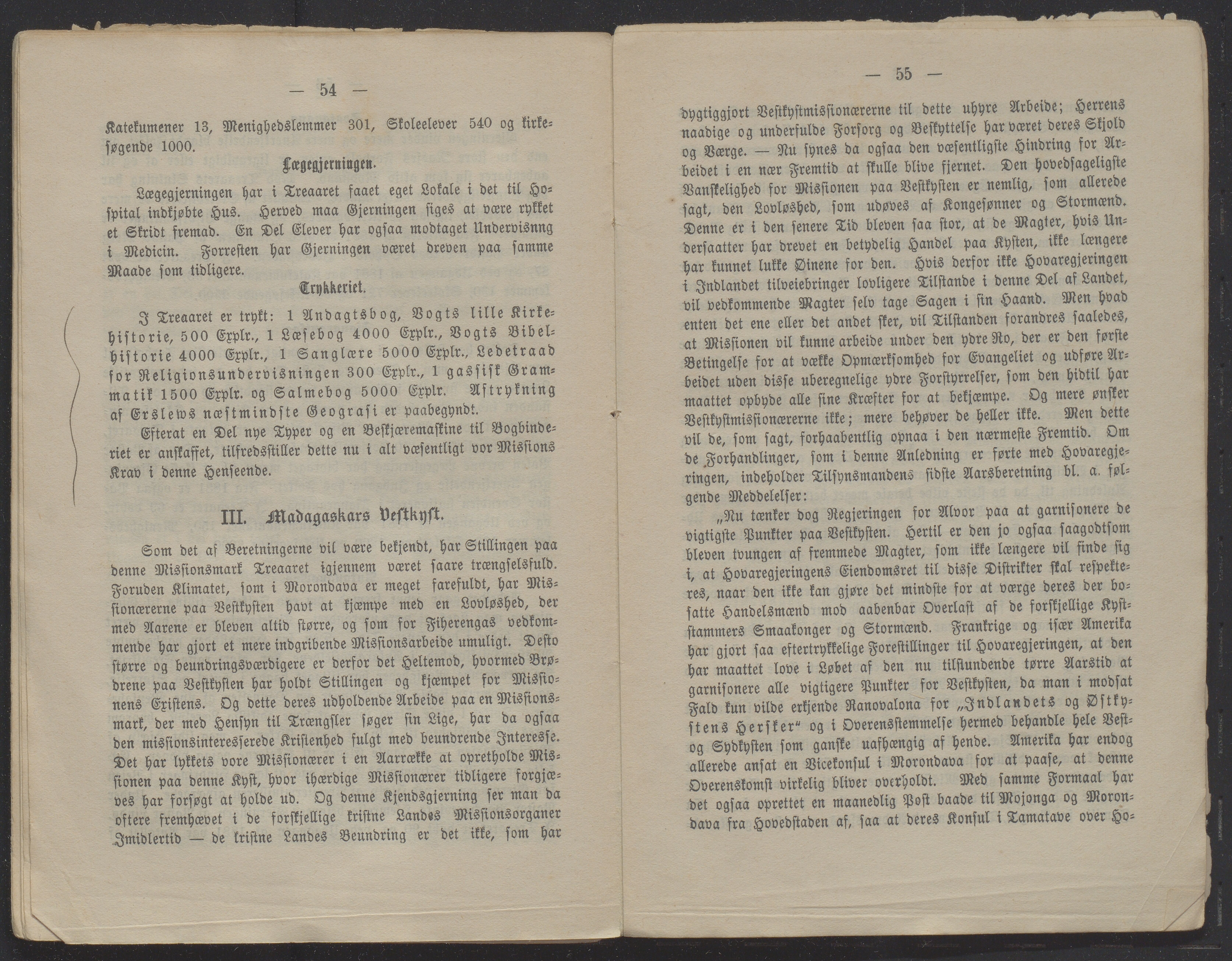 Det Norske Misjonsselskap - hovedadministrasjonen, VID/MA-A-1045/D/Db/Dba/L0338/0009: Beretninger, Bøker, Skrifter o.l   / Årsberetninger 40. , 1882, s. 54-55