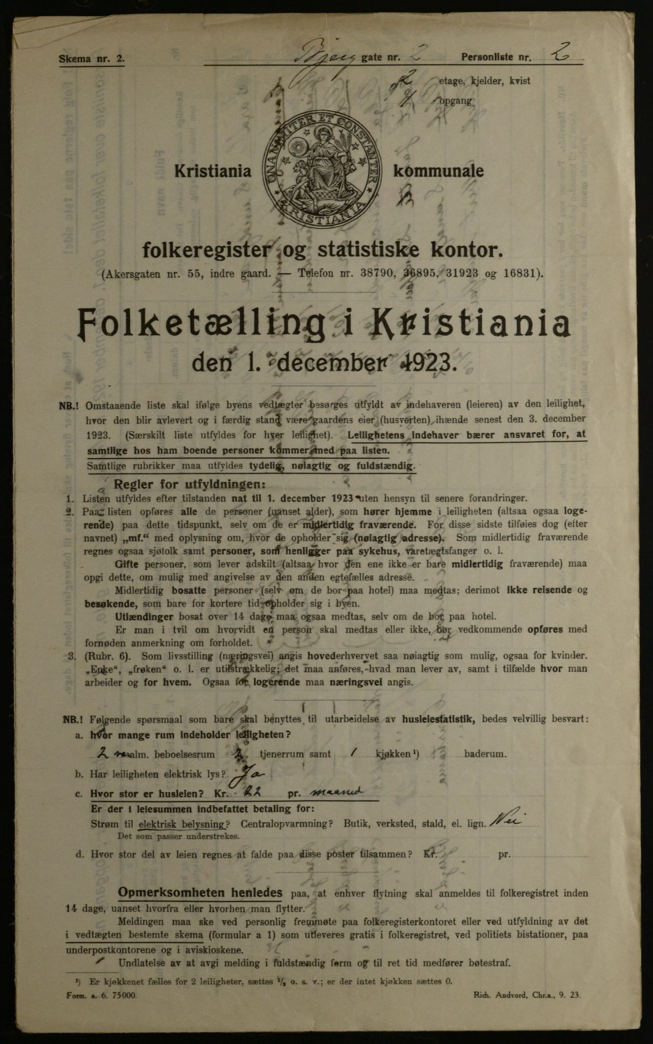 OBA, Kommunal folketelling 1.12.1923 for Kristiania, 1923, s. 6309