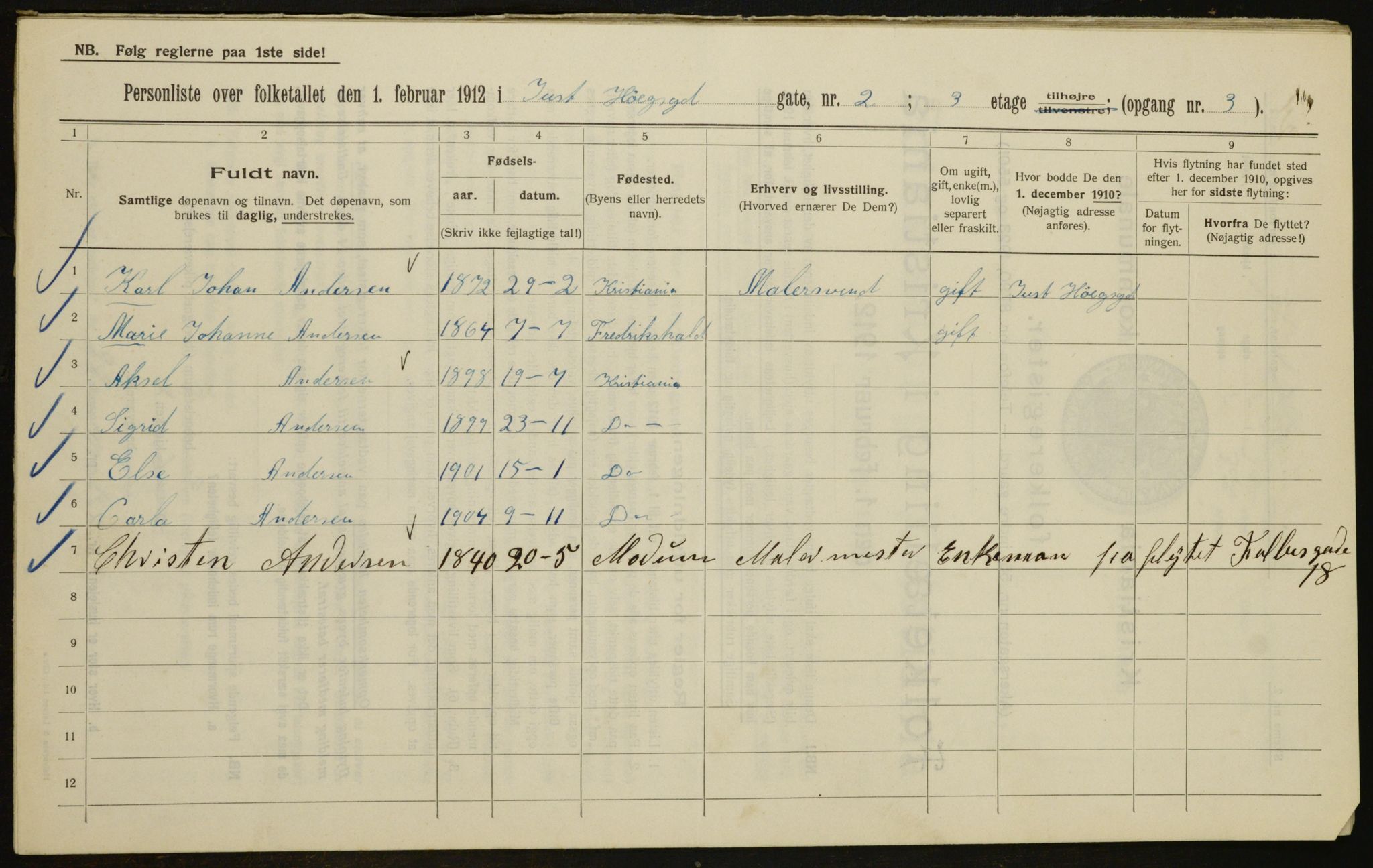 OBA, Kommunal folketelling 1.2.1912 for Kristiania, 1912, s. 47938