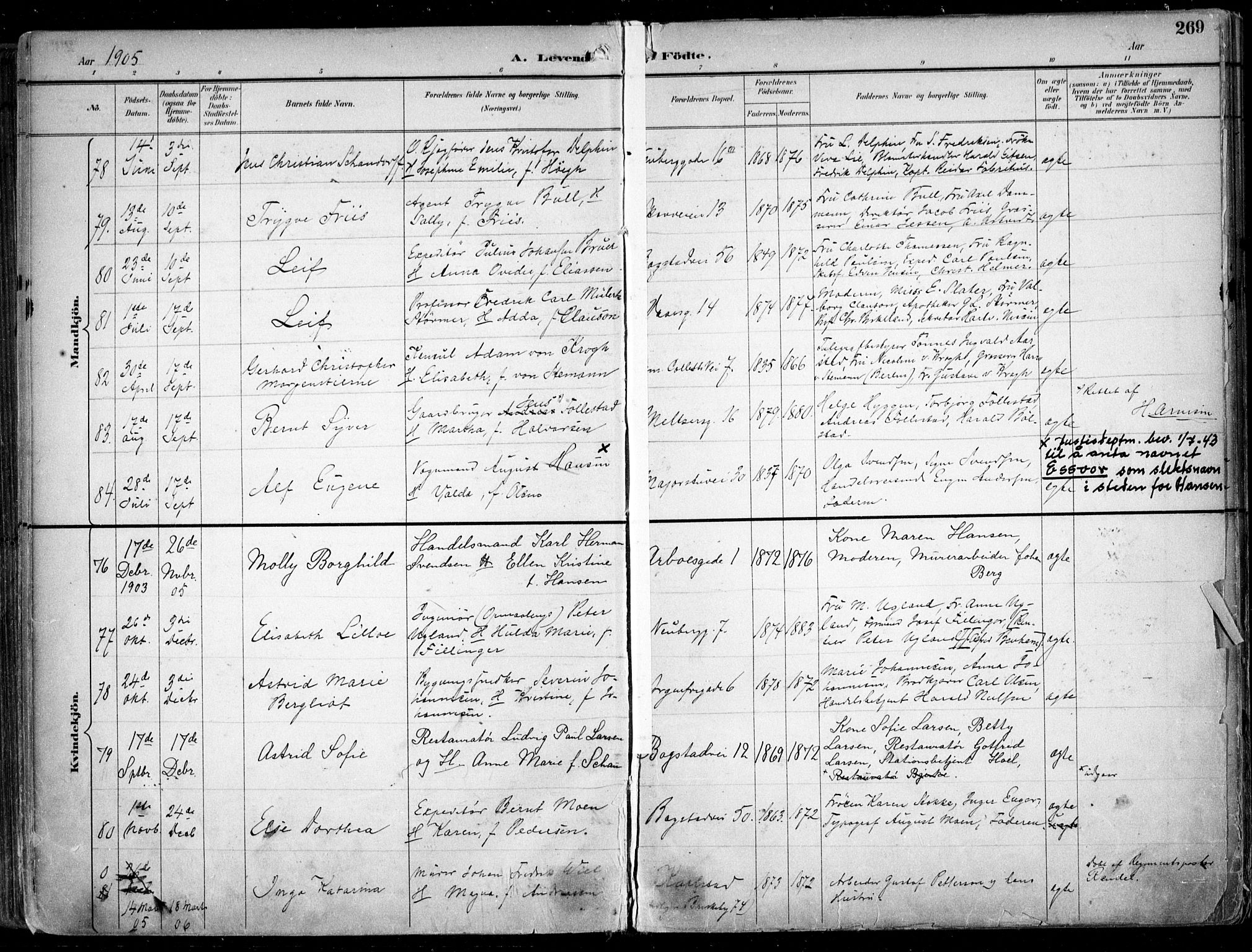 Uranienborg prestekontor Kirkebøker, AV/SAO-A-10877/F/Fa/L0005: Ministerialbok nr. I 5, 1895-1907, s. 269