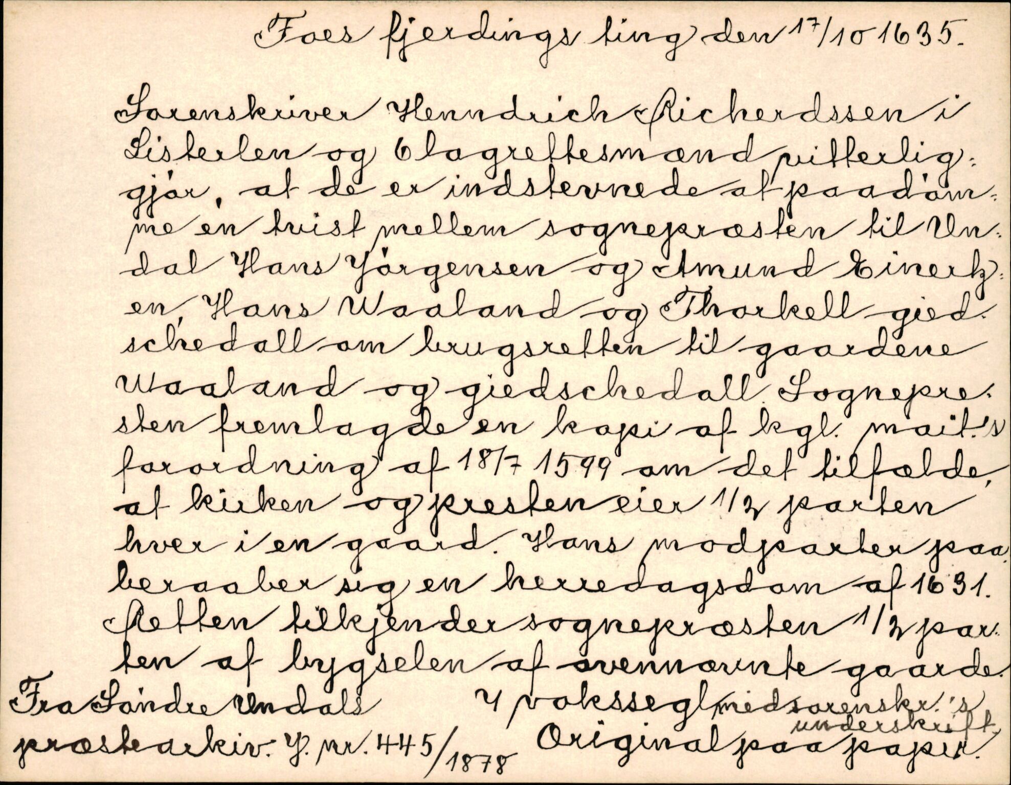 Riksarkivets diplomsamling, AV/RA-EA-5965/F35/F35k/L0003: Regestsedler: Prestearkiver fra Telemark, Agder, Vestlandet og Trøndelag, s. 309