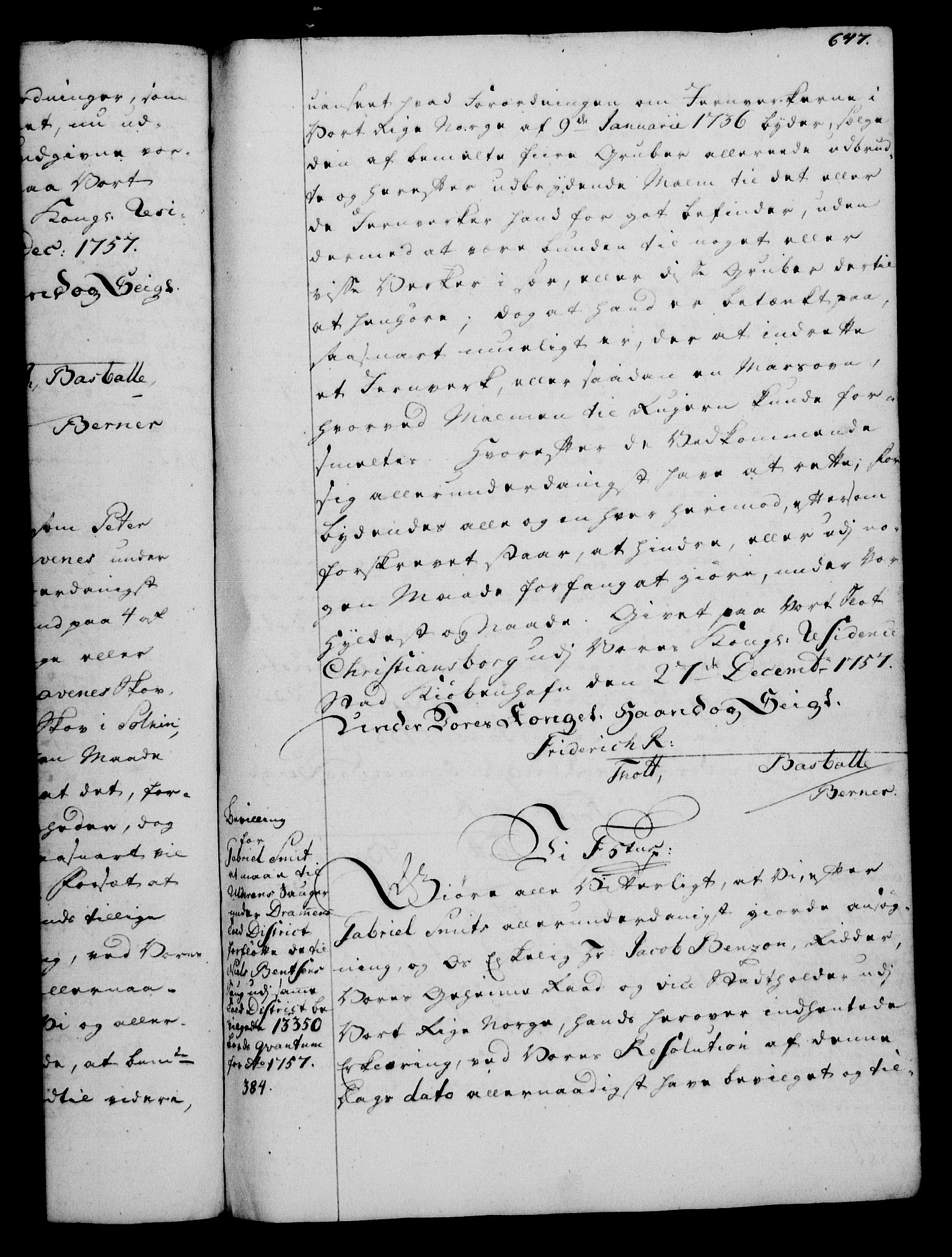 Rentekammeret, Kammerkanselliet, RA/EA-3111/G/Gg/Gga/L0006: Norsk ekspedisjonsprotokoll med register (merket RK 53.6), 1749-1759, s. 647