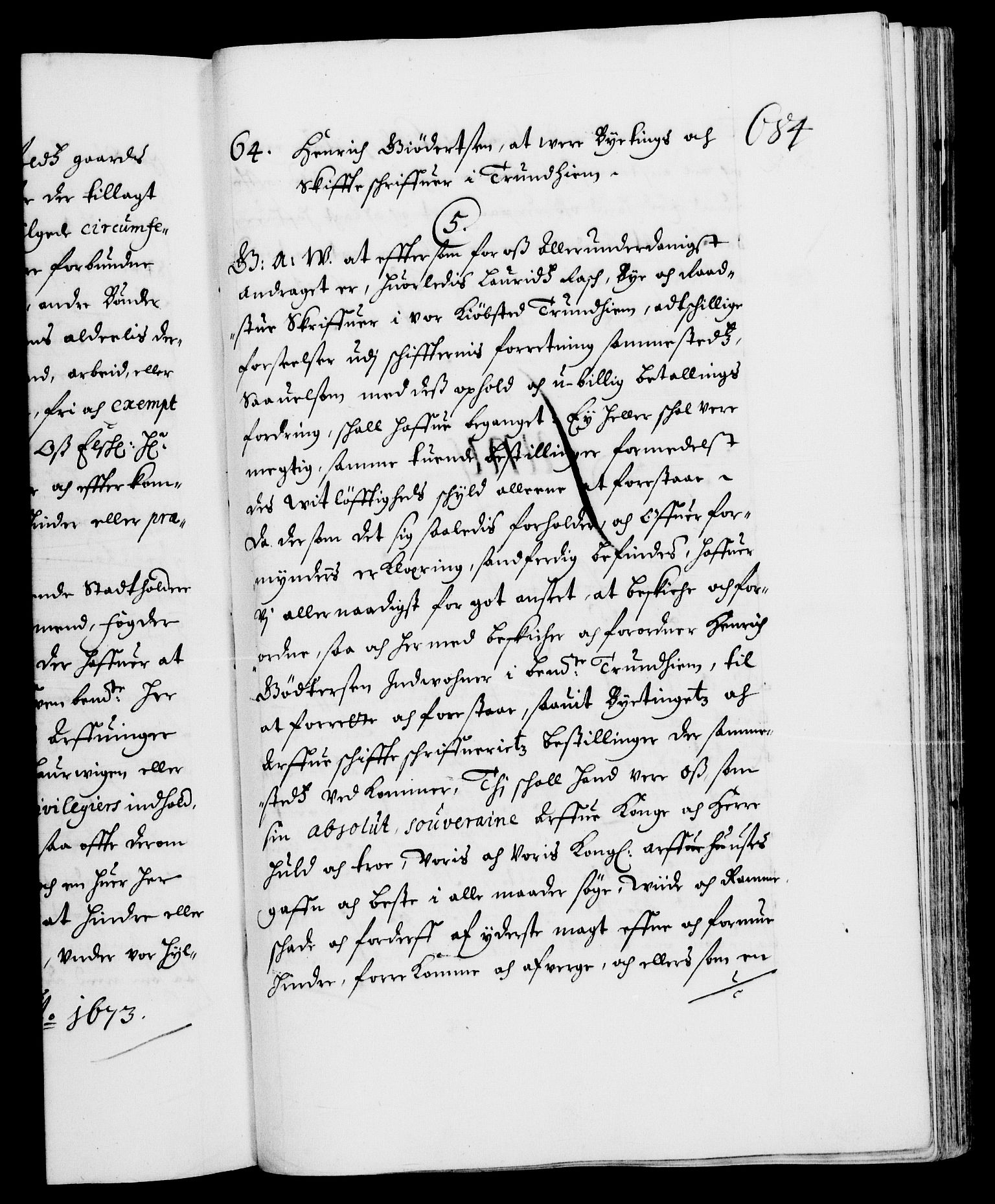 Danske Kanselli 1572-1799, RA/EA-3023/F/Fc/Fca/Fcaa/L0011: Norske registre (mikrofilm), 1670-1673, s. 684a