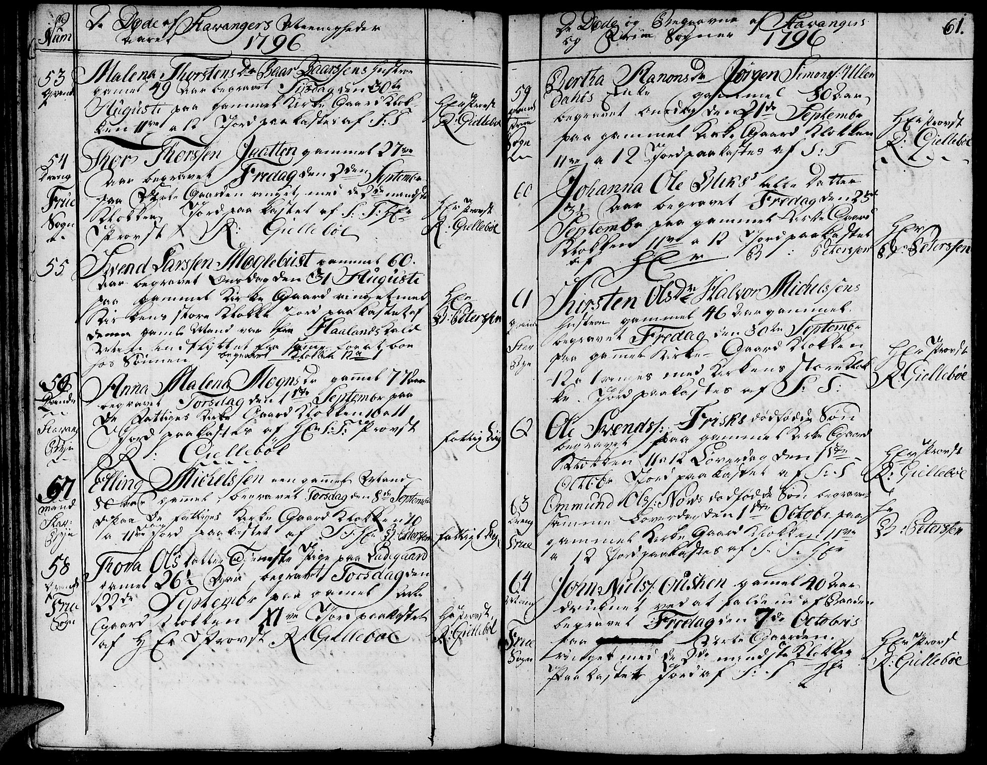 Domkirken sokneprestkontor, SAST/A-101812/001/30/30BA/L0007: Ministerialbok nr. A 7, 1789-1815, s. 61