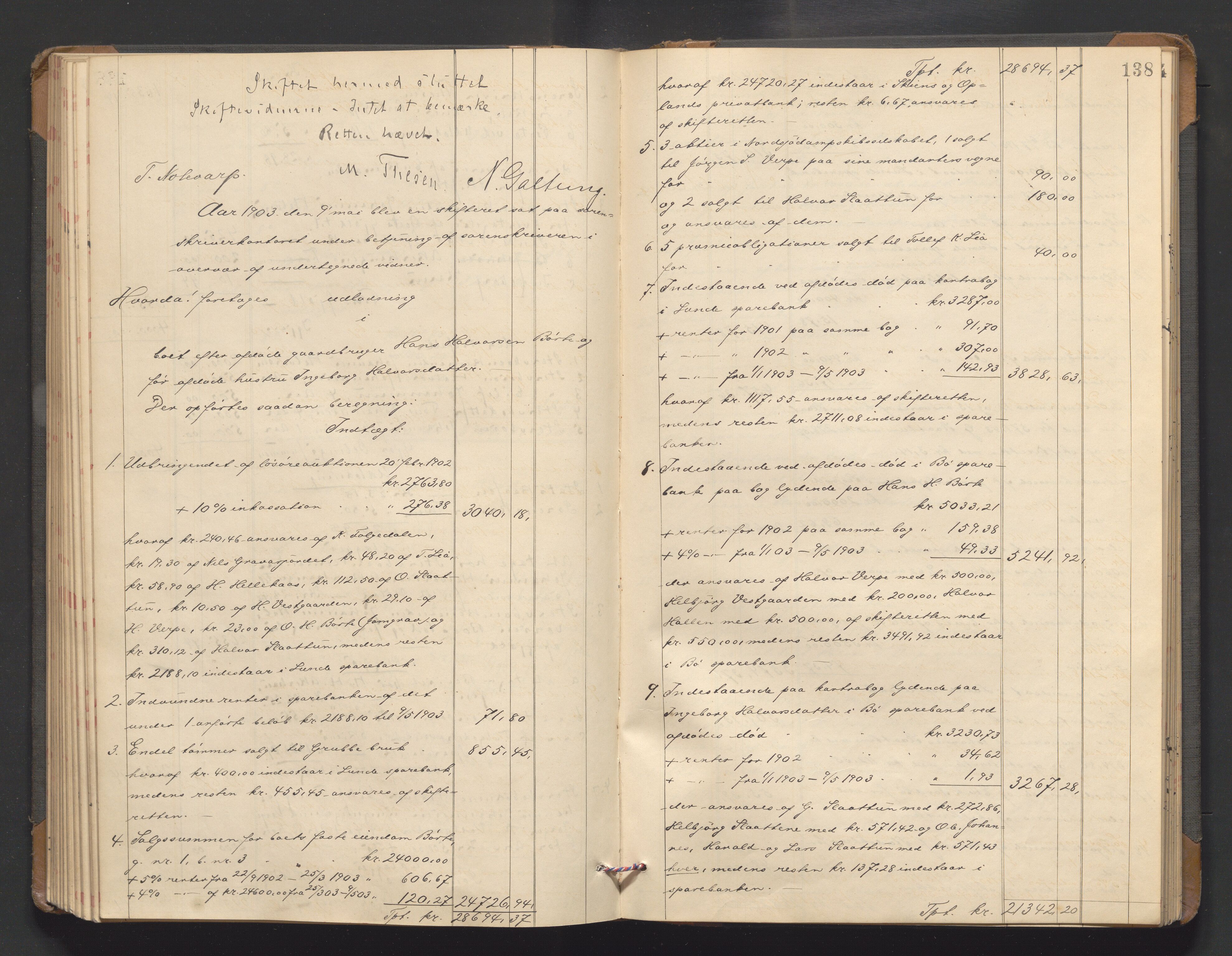Nedre Telemark sorenskriveri, AV/SAKO-A-135/H/Hb/Hbe/L0005: Skifteutlodningsprotokoll, 1898-1905, s. 137b-138a