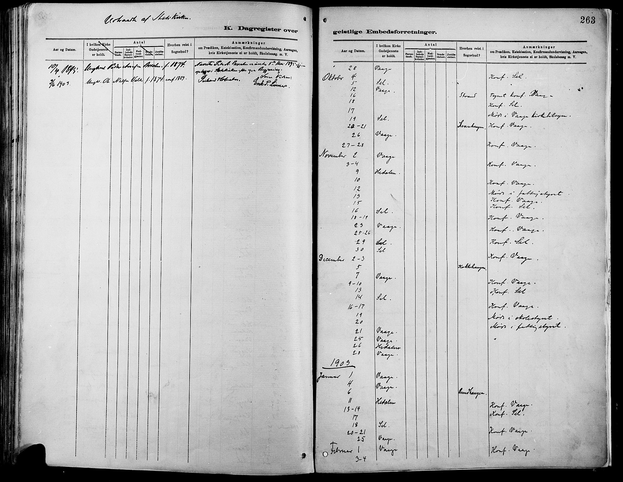 Vågå prestekontor, AV/SAH-PREST-076/H/Ha/Haa/L0009: Ministerialbok nr. 9, 1886-1904, s. 263