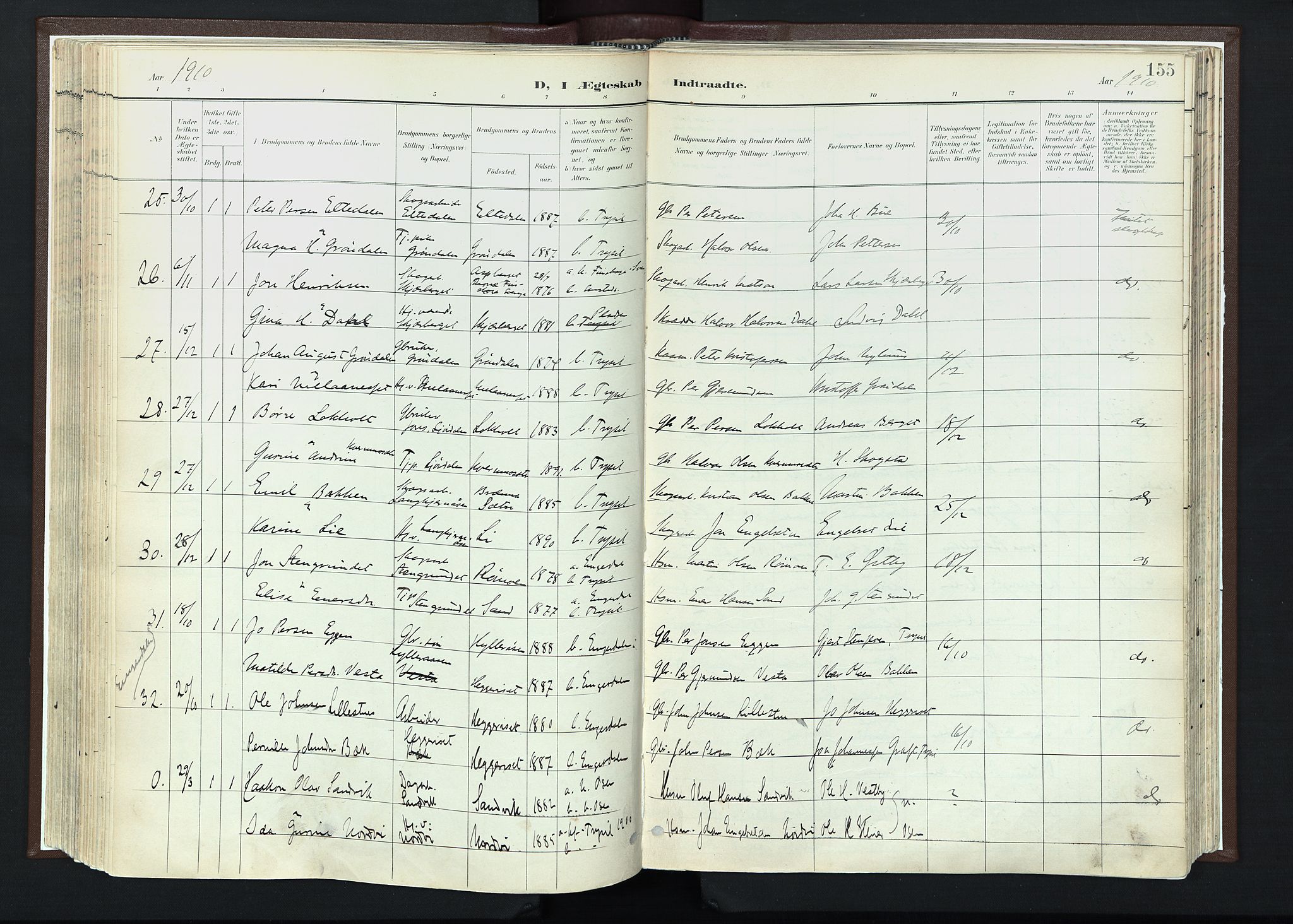 Trysil prestekontor, AV/SAH-PREST-046/H/Ha/Haa/L0013: Ministerialbok nr. 13, 1898-1911, s. 155