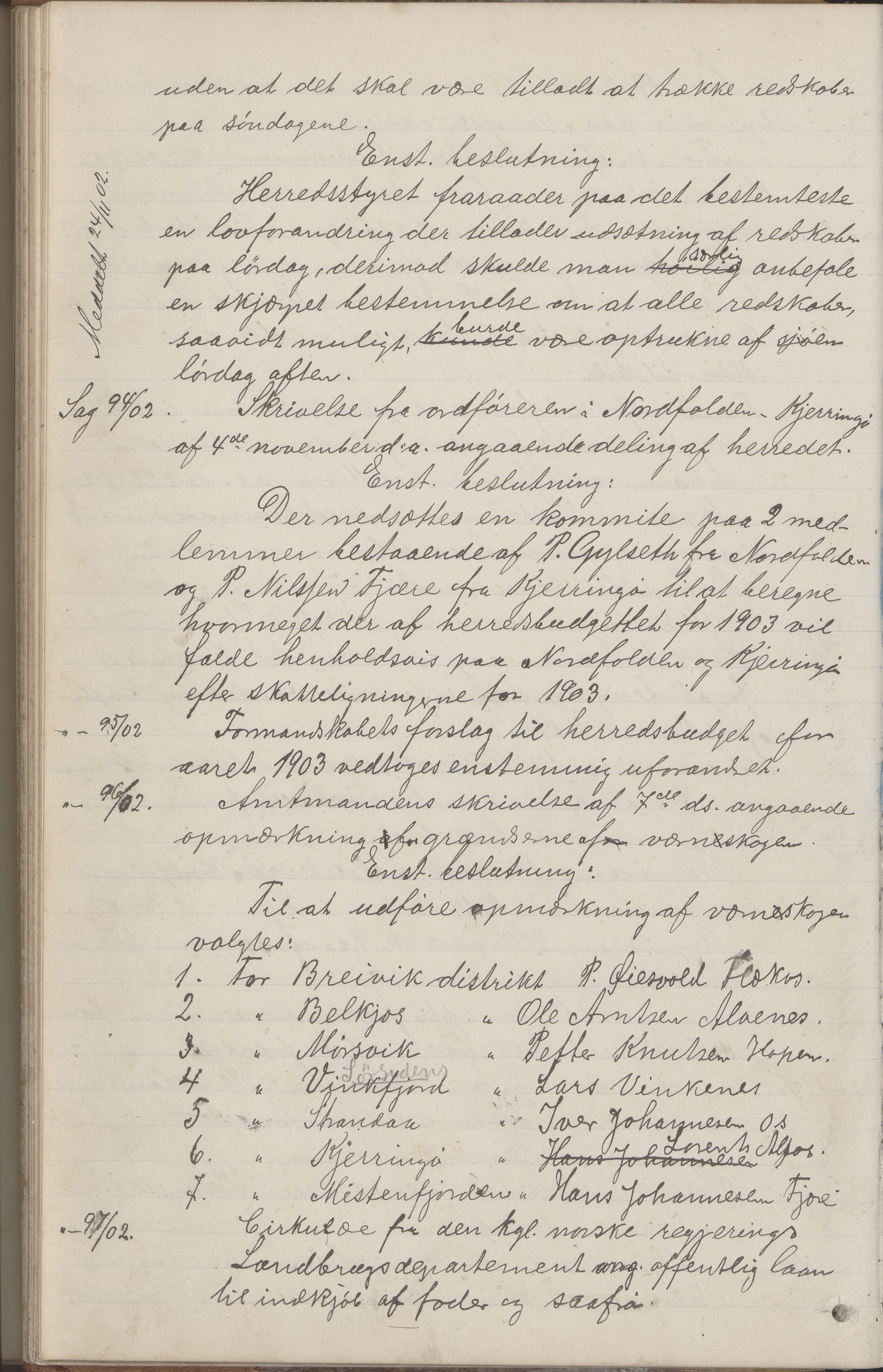 Kjerringøy kommune. Formannskapet, AIN/K-18441.150/A/Aa/L0002: Forhandlingsprotokoll Norfolden- Kjerringø formanskap, 1900-1911, s. 79b