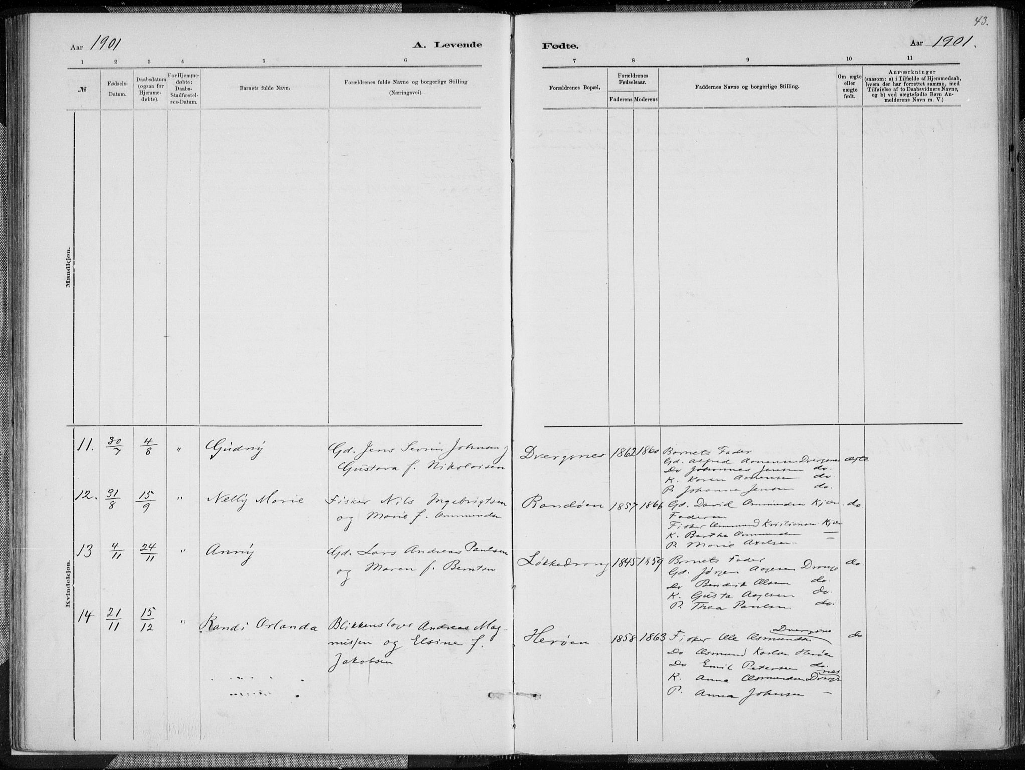 Oddernes sokneprestkontor, AV/SAK-1111-0033/F/Fa/Fab/L0002: Ministerialbok nr. A 2, 1884-1903, s. 43