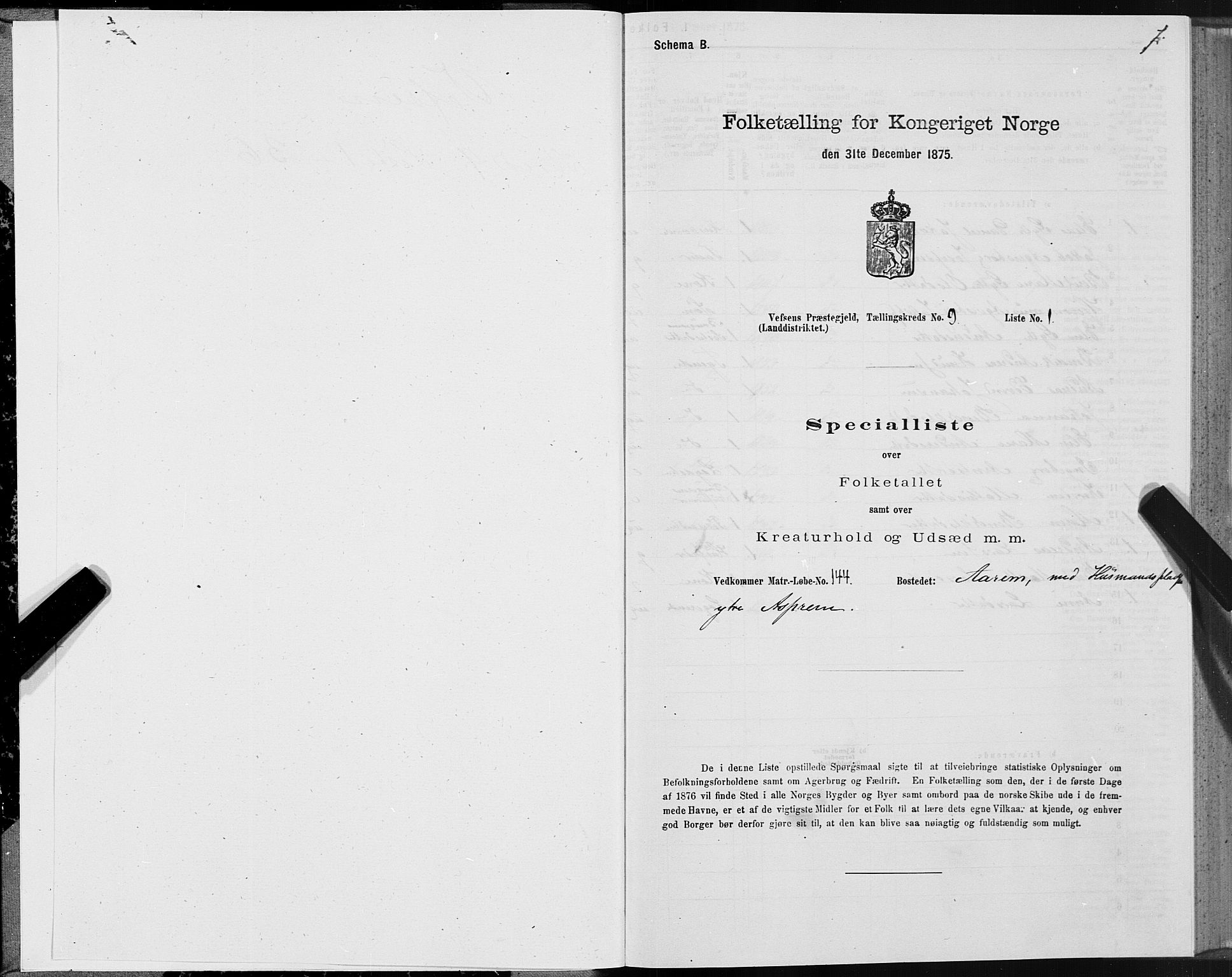 SAT, Folketelling 1875 for 1824L Vefsn prestegjeld, Vefsn sokn, 1875, s. 3001