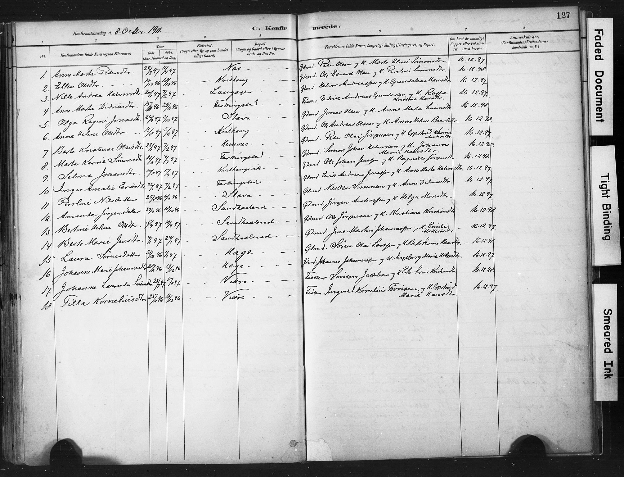 Skudenes sokneprestkontor, AV/SAST-A -101849/H/Ha/Haa/L0010: Ministerialbok nr. A 7, 1882-1912, s. 127