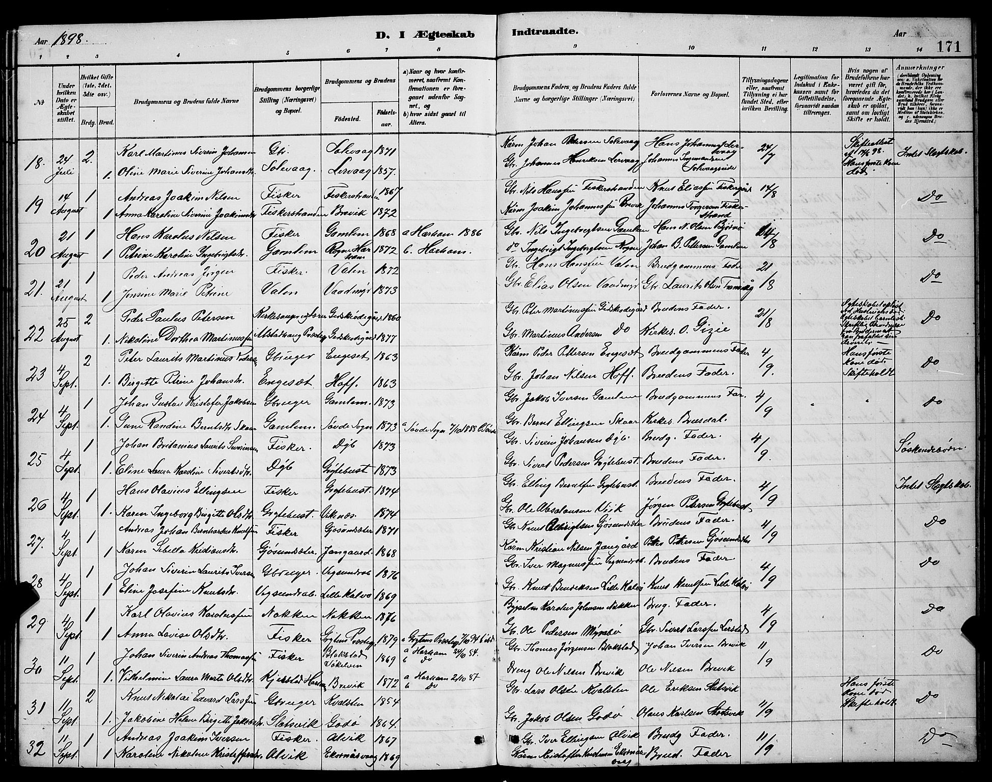 Ministerialprotokoller, klokkerbøker og fødselsregistre - Møre og Romsdal, SAT/A-1454/528/L0430: Klokkerbok nr. 528C11, 1884-1899, s. 171