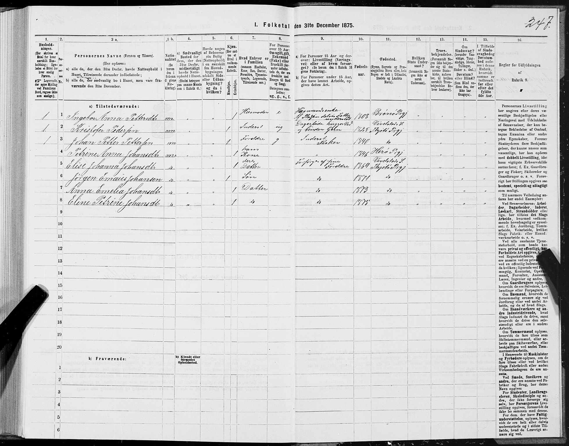 SAT, Folketelling 1875 for 1817P Tjøtta prestegjeld, 1875, s. 1247